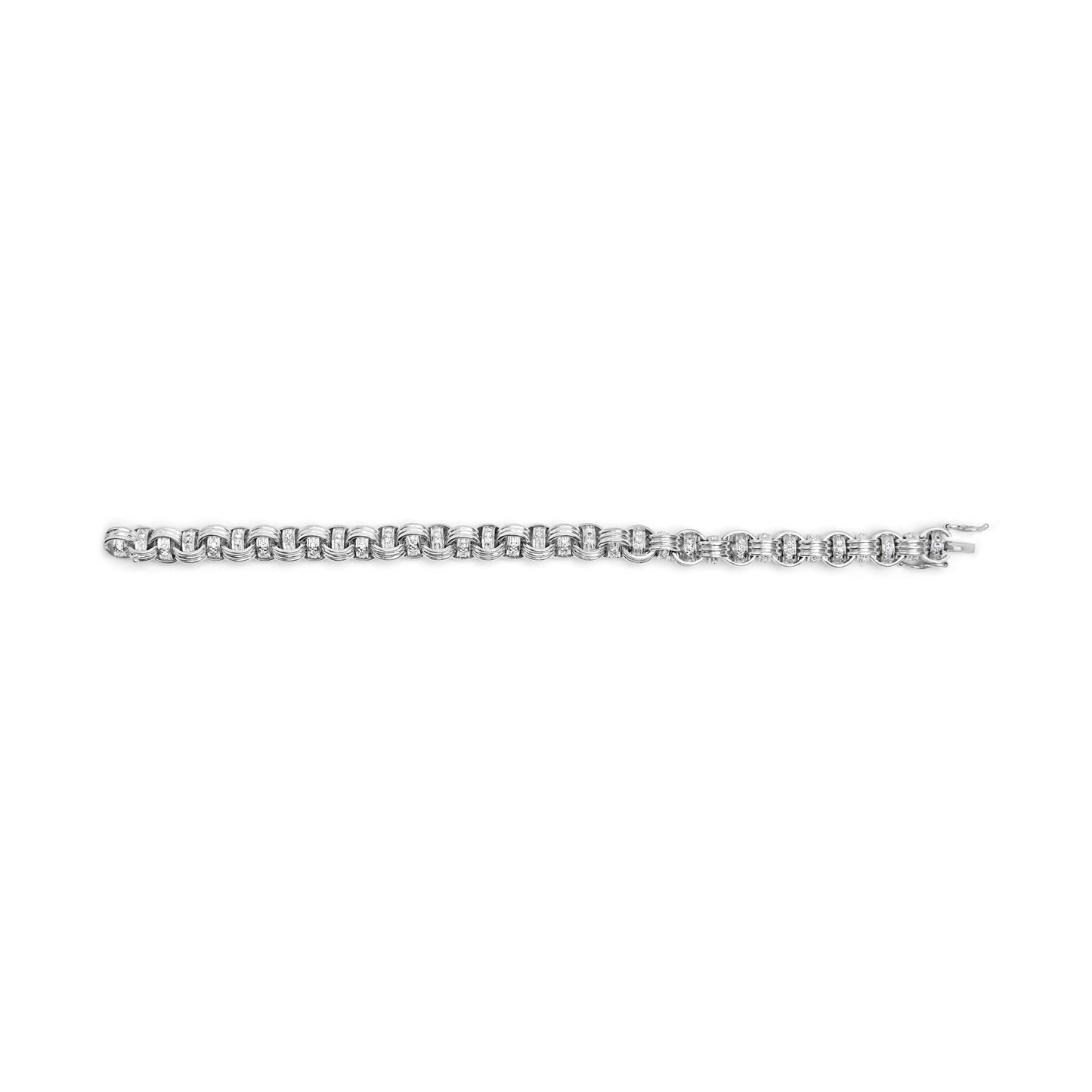 14K White Gold 1/2 Cttw Diamond Knotted Byzantine Link Bracelet (H-I Color, I2-I3 Clarity) - 7" Inches