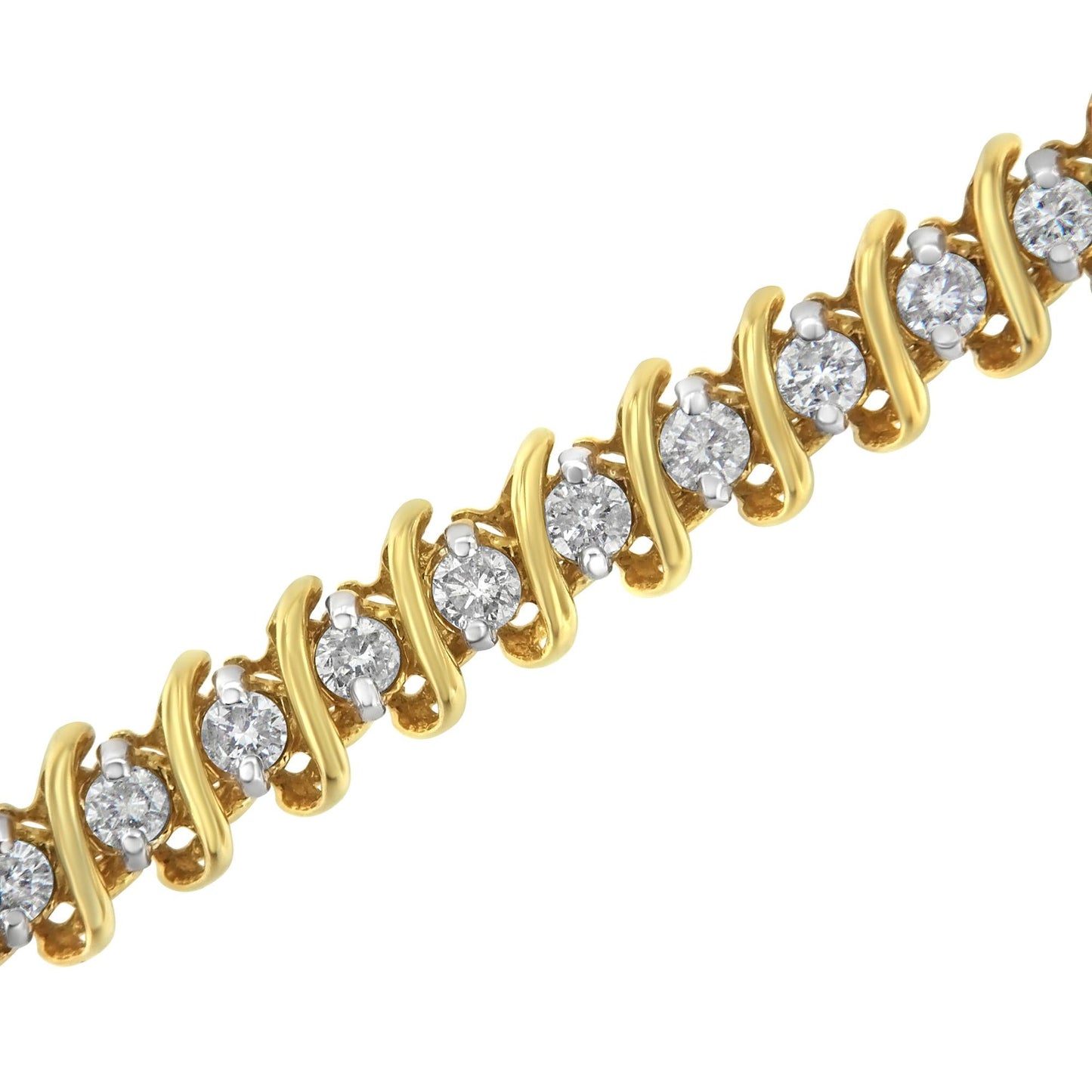 14KT Yellow Gold Diamond S-Link Tennis Bracelet (3 cttw, I-J Color, I1-I2 Clarity)