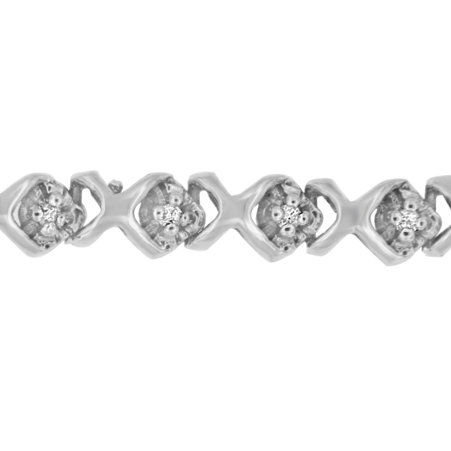 10K White Gold X-Link Tennis Bracelet with Round-Cut Diamond (1/4 cttw, I-J Color, I2-I3 Clarity)