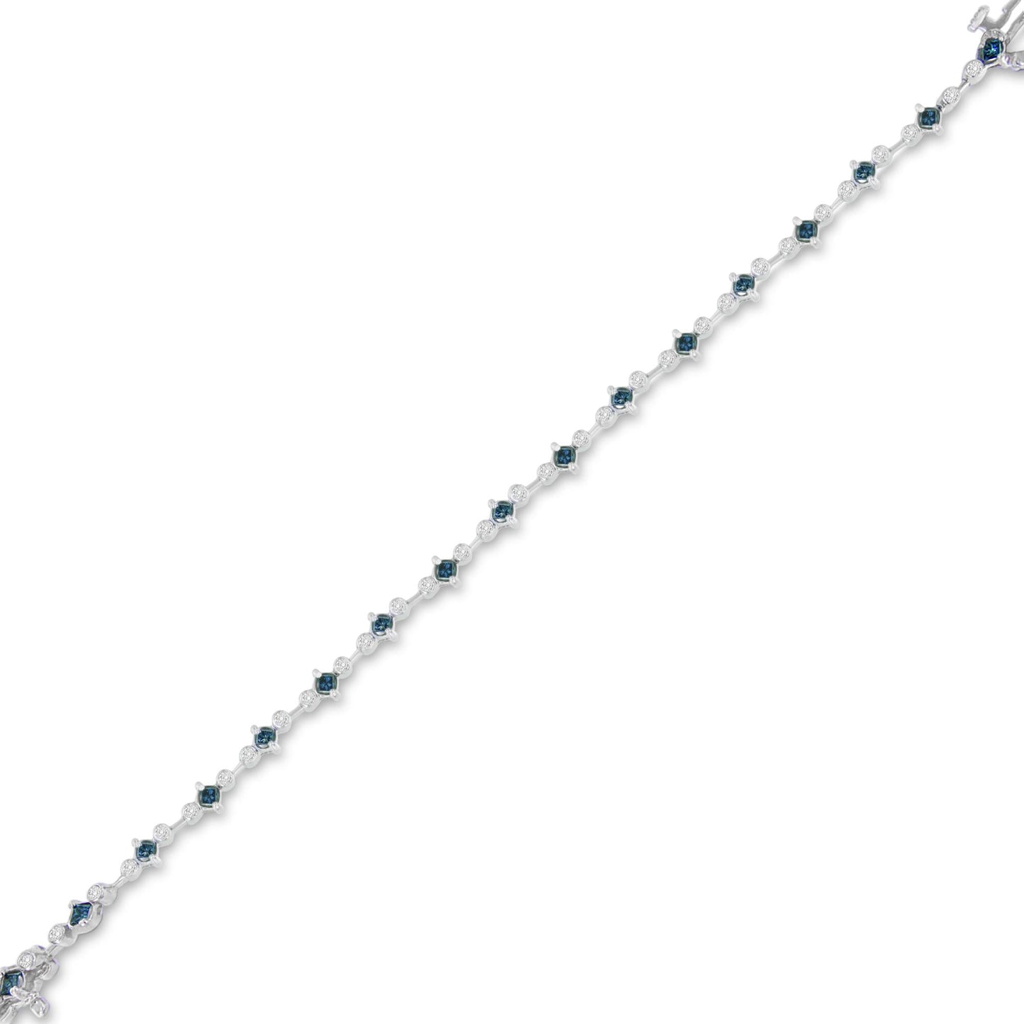 14K White Gold Treated Blue Princess Cut Diamond Bracelet (2 cttw, H-I Color, I1-I2 Clarity)