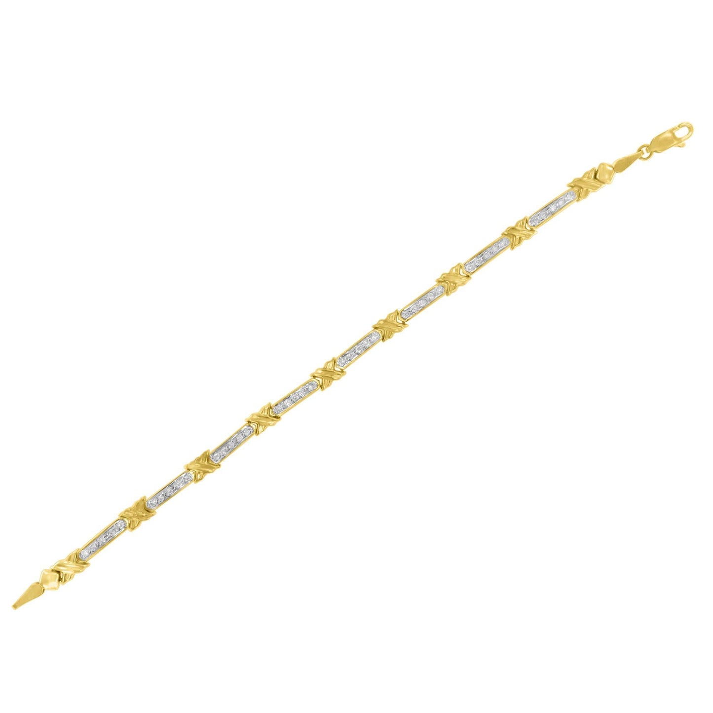 10K Yellow Gold 1/2 Cttw Diamond X-Link 7" Bracelet (I-J Color, I1-I2 Clarity)