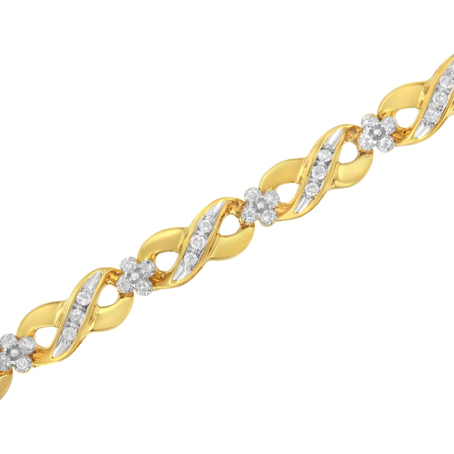 10K Yellow Gold Round-Cut Diamond Infinite Love Bracelet (1.00 cttw, I-J Color, I2-I3 Clarity)