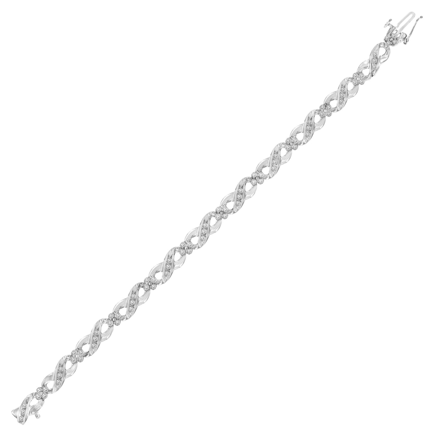 .925 Sterling Silver 1/4 cttw Prong Set Rose-Cut Diamond Infinity Link Tennis Bracelet (I-J Color, I2-I3 Clarity) - Size 7"