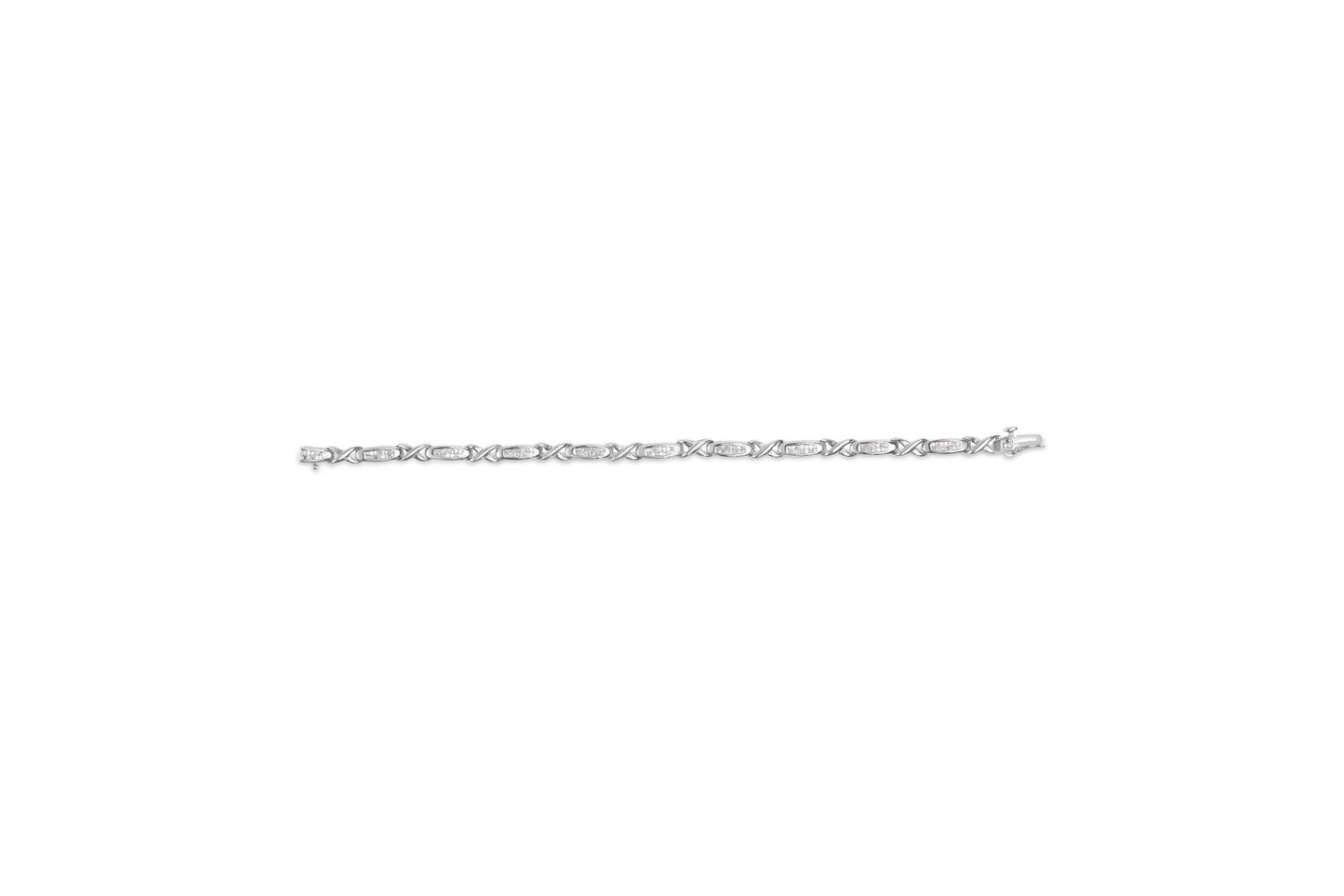 14K White Gold 1.0 Cttw Invisible-Set Princess Diamond Tennis Bracelet (H-I Color, SI1-SI2 Clarity) - 7"