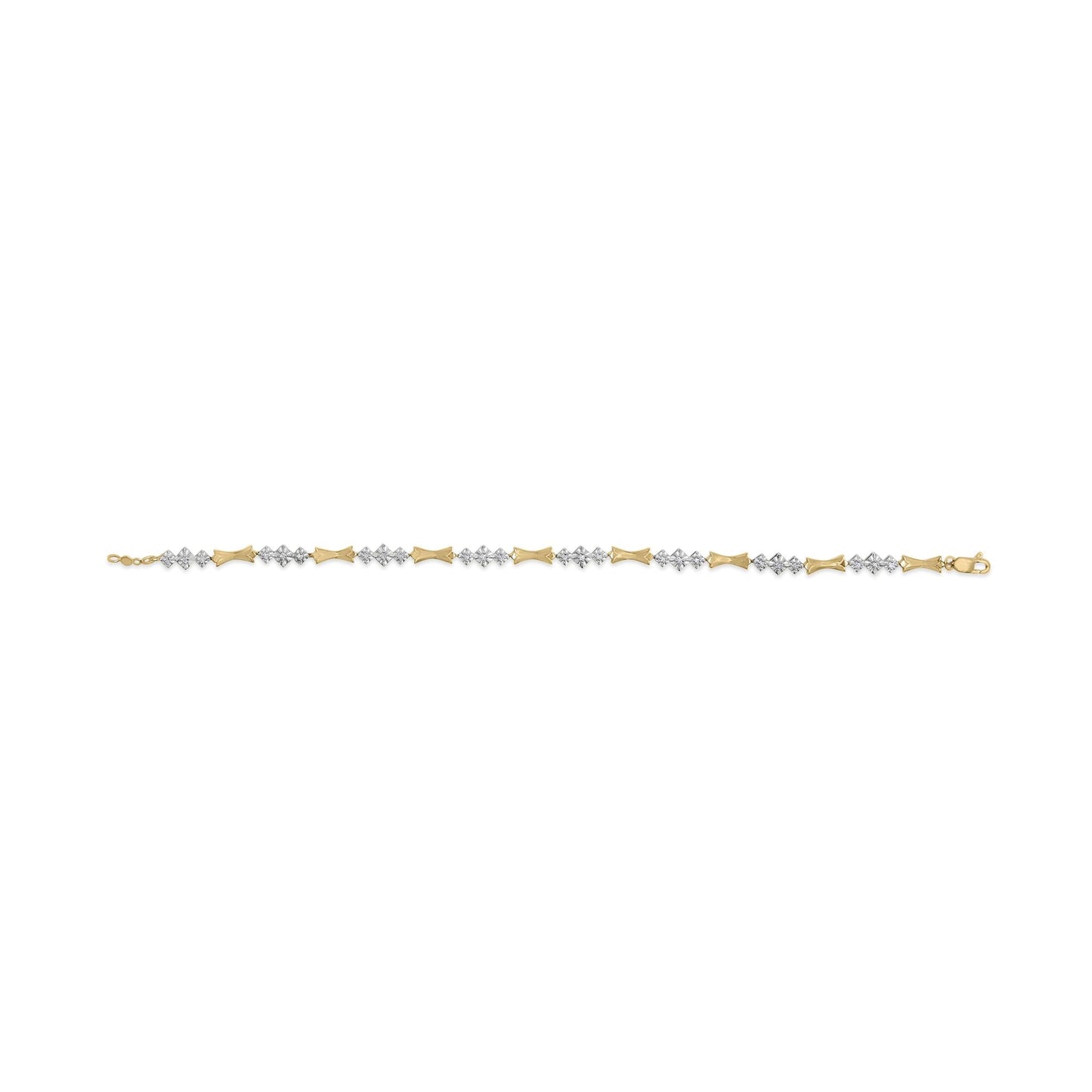 10k Gold 1/3 Cttw Diamond Miracle Set Alternating Bar and Link Bracelet (I-J Color, I1-I2 Clarity) - 7.75" Inches