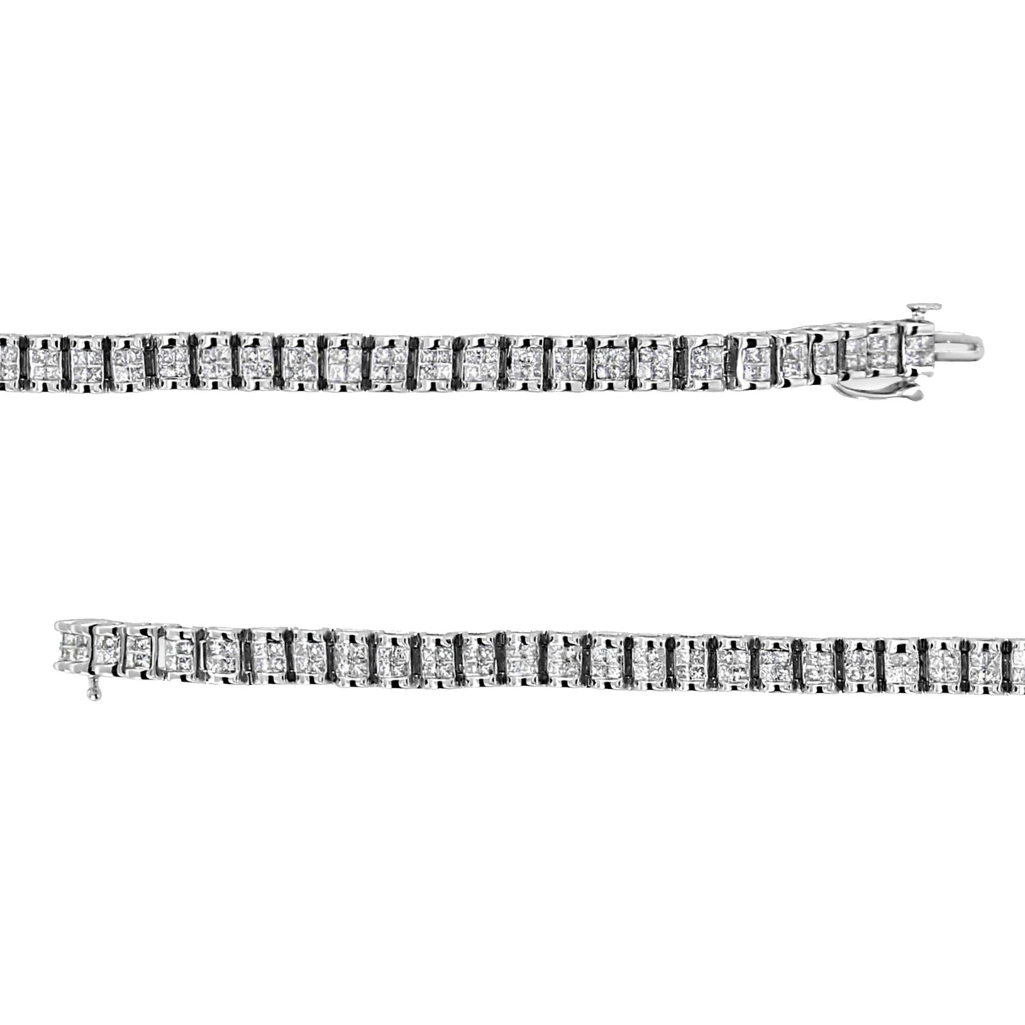 14K White Gold 3.00 Cttw Princess Diamond Composite Link Tennis Bracelet (I-J Color, I1-I2 Clarity) - 7.25"