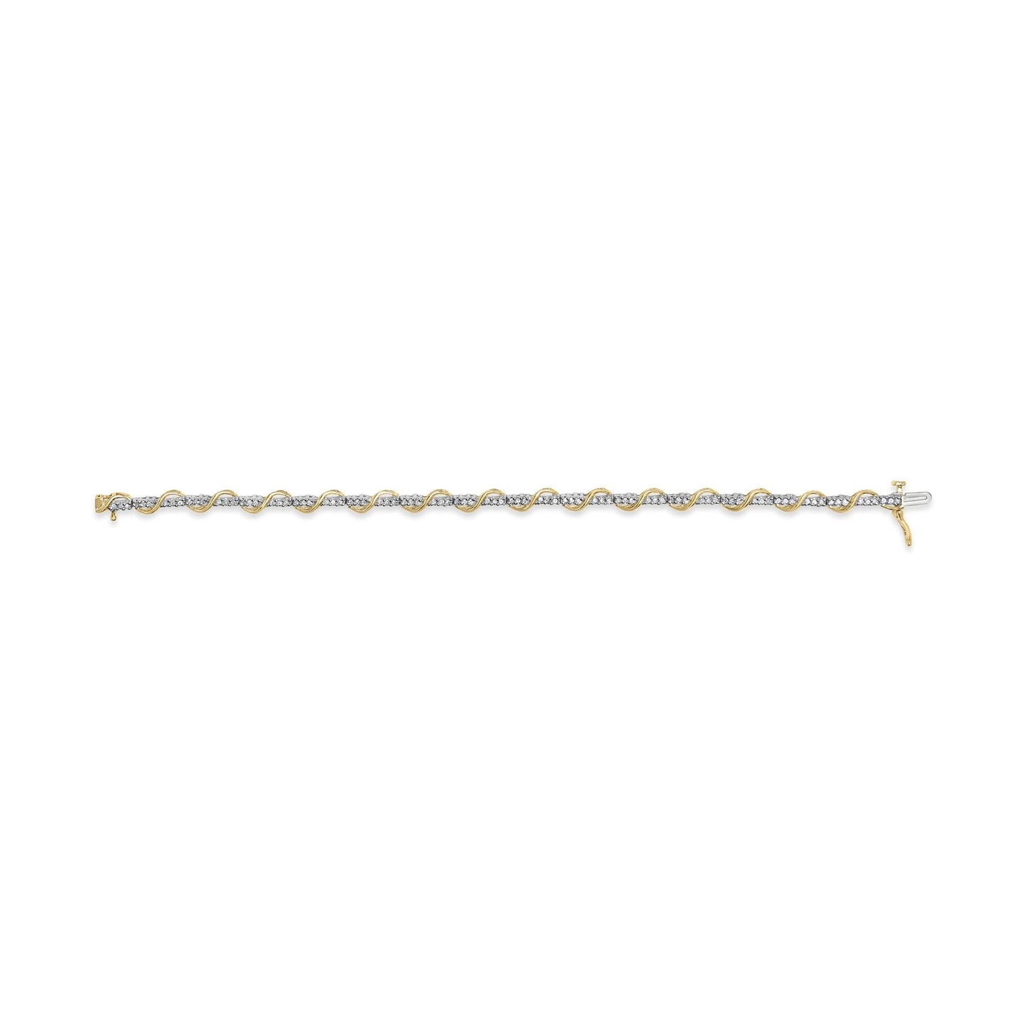 10k Two-Tone Gold 1/2 Cttw Diamond Spiral Over Link Bracelet (I-J Color, I2-I3 Clarity) 7" Inches