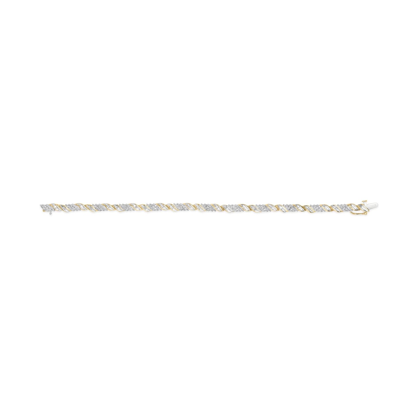 10K Yellow Gold 1.00 Cttw Diamond Wave Cluster Link Bracelet (J-K Color, SI1-SI2 Clarity) - 7" Inches