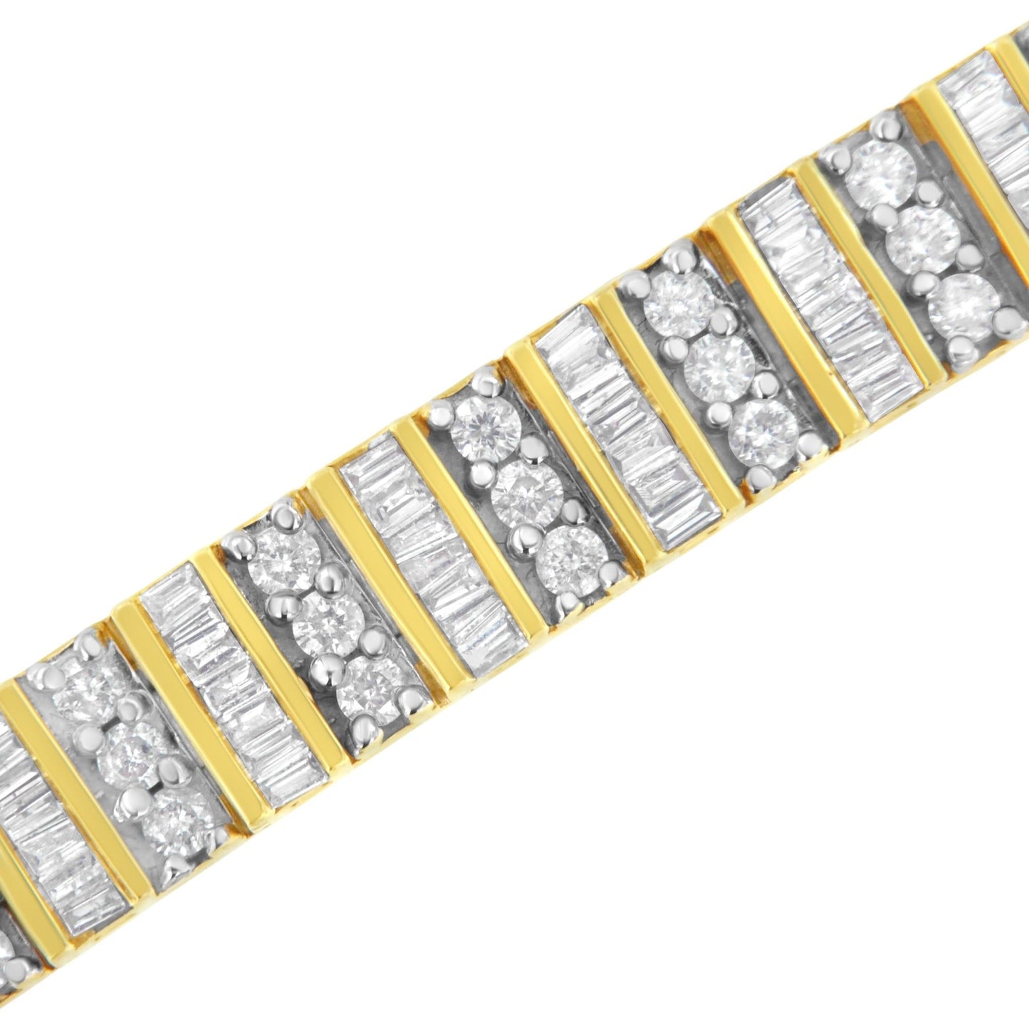 14K Yellow Gold Round and Baguette-Cut Diamond Bracelet (5.50 cttw, H-I Color, I1-I2 Clarity)