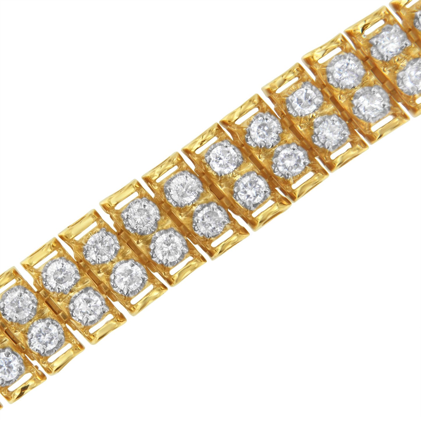 2 Micron 14KT Gold Plated Sterling Silver Diamond Tennis Link Bracelet (4 cttw, J-K Color, I1-I2 Clarity)