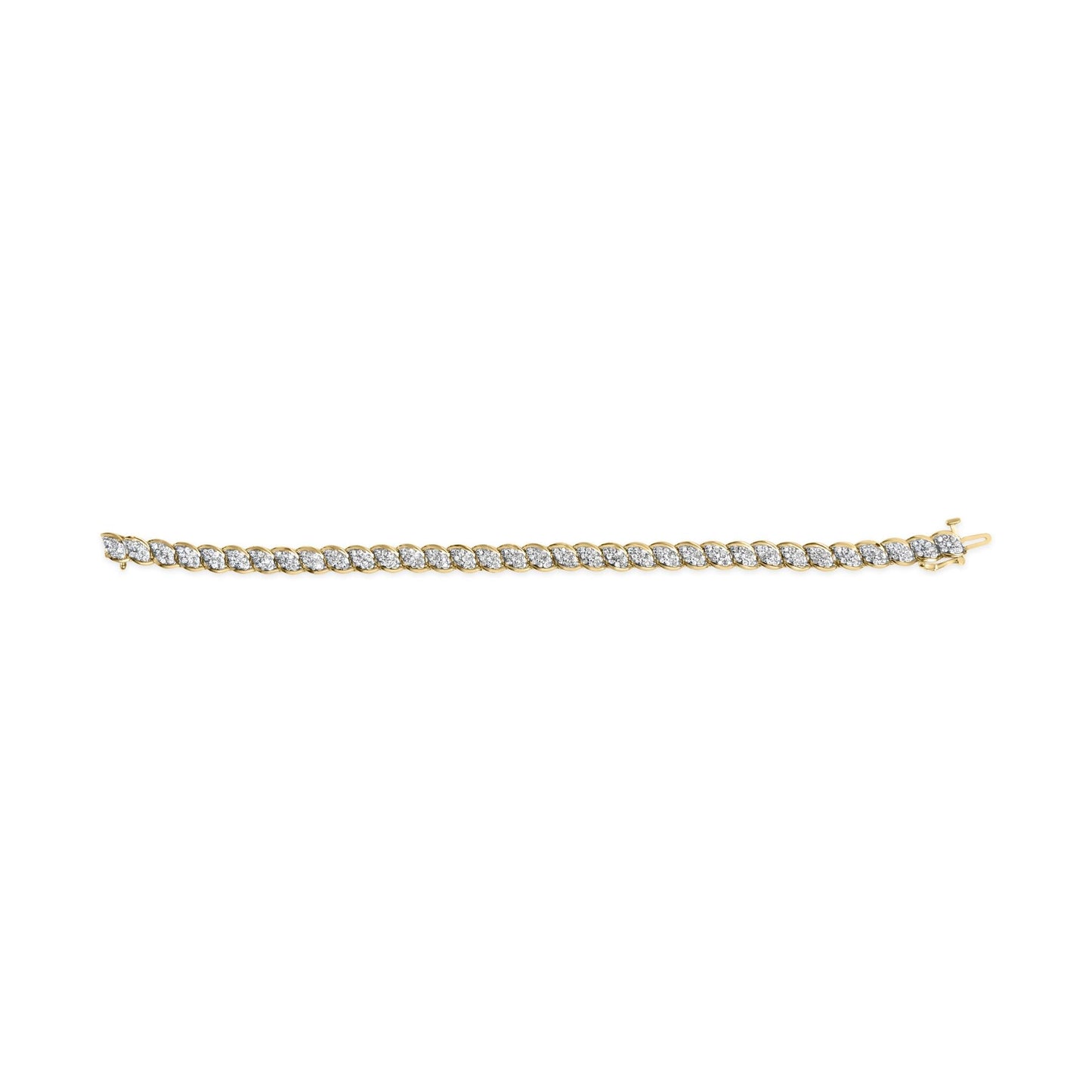 10K Yellow Gold 2.00 Cttw Round-Cut Diamond Link 7.5" Bracelet (J-K Color, I2-I3 Clarity)