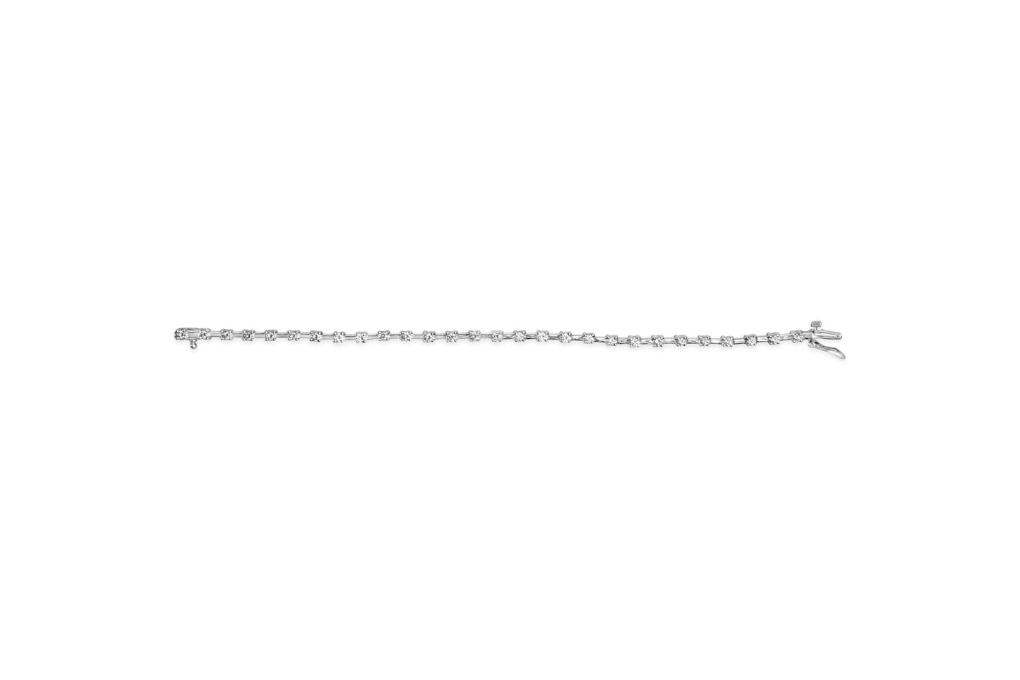 14K White Gold 2.00 Cttw Diamond Bar and Link Tennis Bracelet (H-I Color, SI1-SI2 Clarity) - 7"