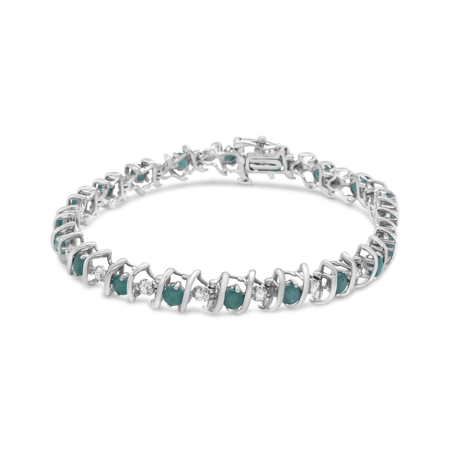 .925 Sterling Silver Lab-Grown Birthstone and 1/6 Cttw Round Diamond Tennis Bracelet (H-I Color, I1-I2 Clarity)