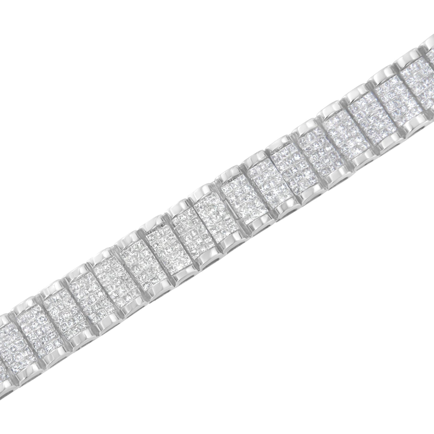 14K White Gold 7-1/10 Cttw Princess Cut Diamond 7" Rectangular Invisible Set Diamond Grid Tennis Bracelet (H-I Color, SI1-SI2 Clarity)