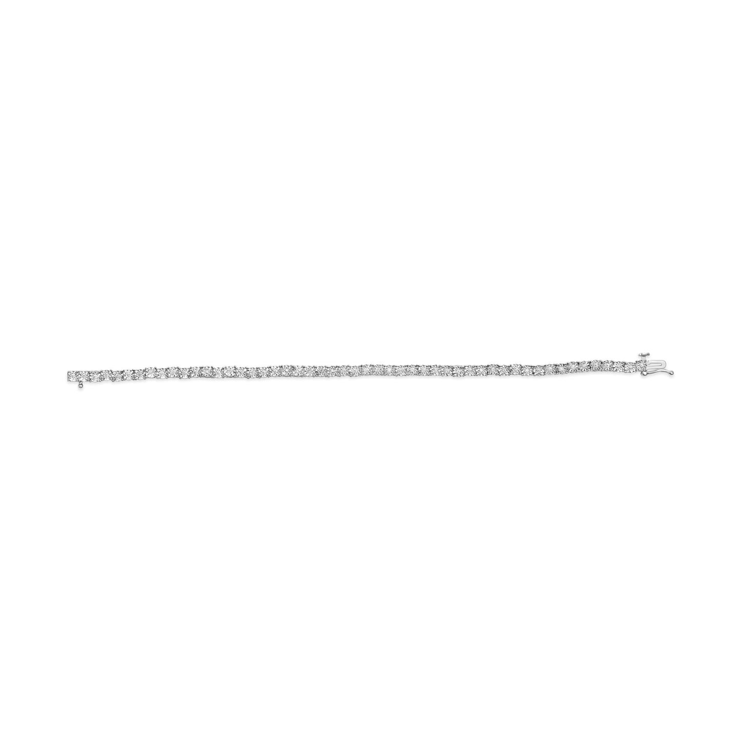 10K White Gold 1/2 Cttw Real Diamond Illusion-Set Miracle Plate Tennis Bracelet (I-J Color, SI2-I1 Clarity) - Size 7.5"