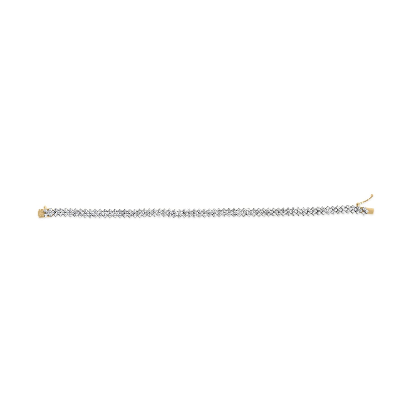 14K Yellow Gold 4.00 Cttw Diamond Trio Cluster Link Bracelet (H-I Color, I1-I2 Clarity) - 7"