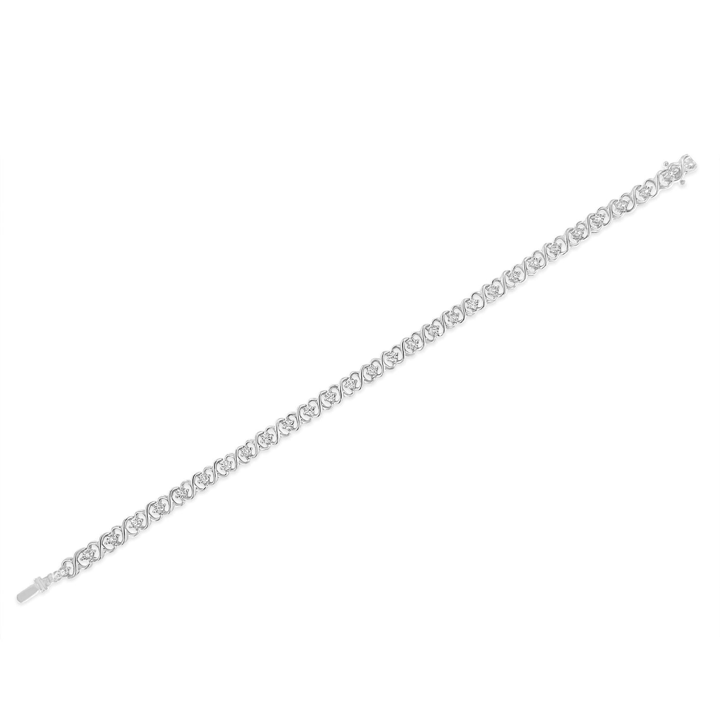 .925 Sterling Silver 1/6 Cttw Miracle Set Diamond Infinity Link and Station Tennis Bracelet (I-J Color, I3 Clarity) - 7.25 " Inches