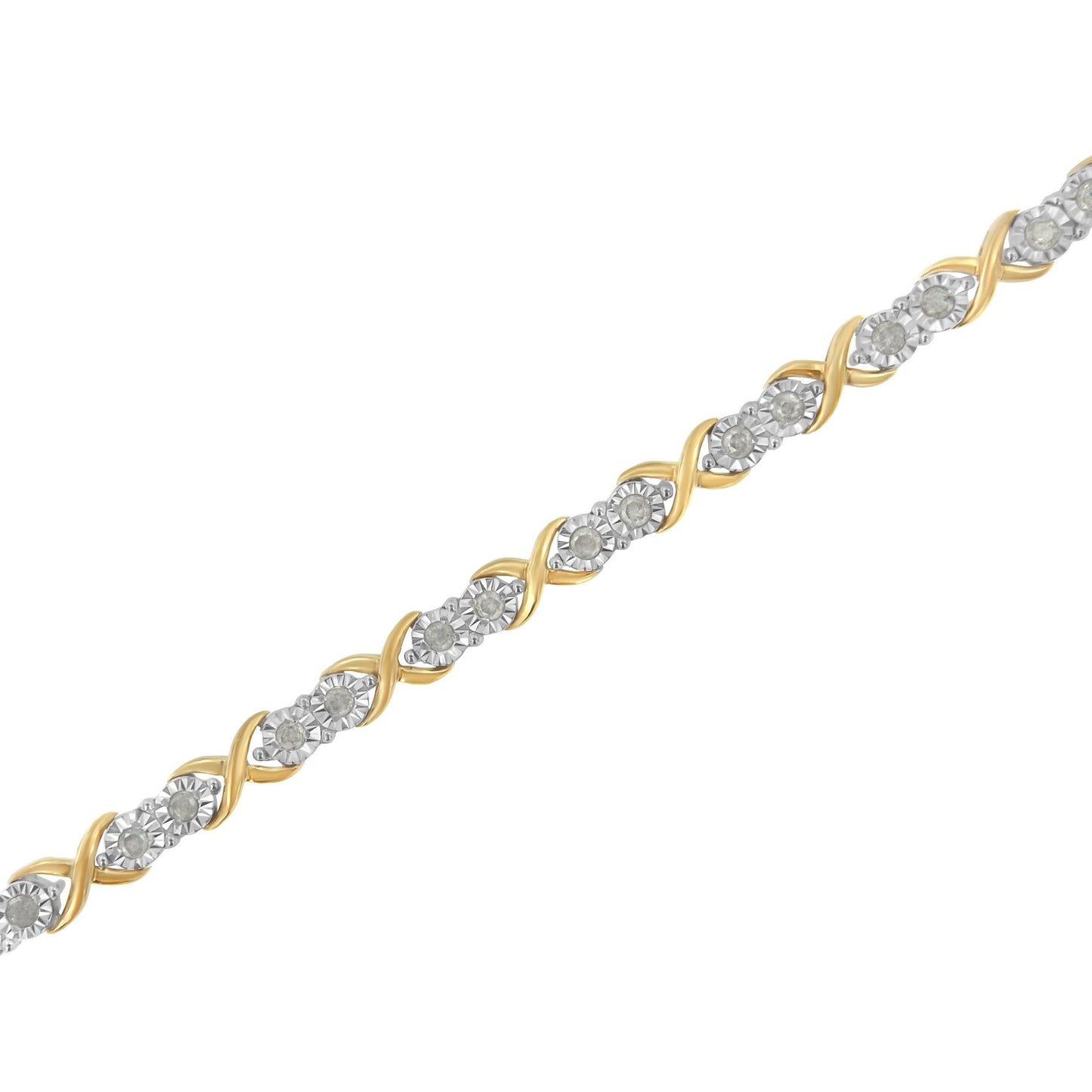 2 Micron 14KT Yellow Gold Plated Sterling Silver Diamond X Link Bracelet (1 cttw, I-J Color, I3-Promo Clarity)