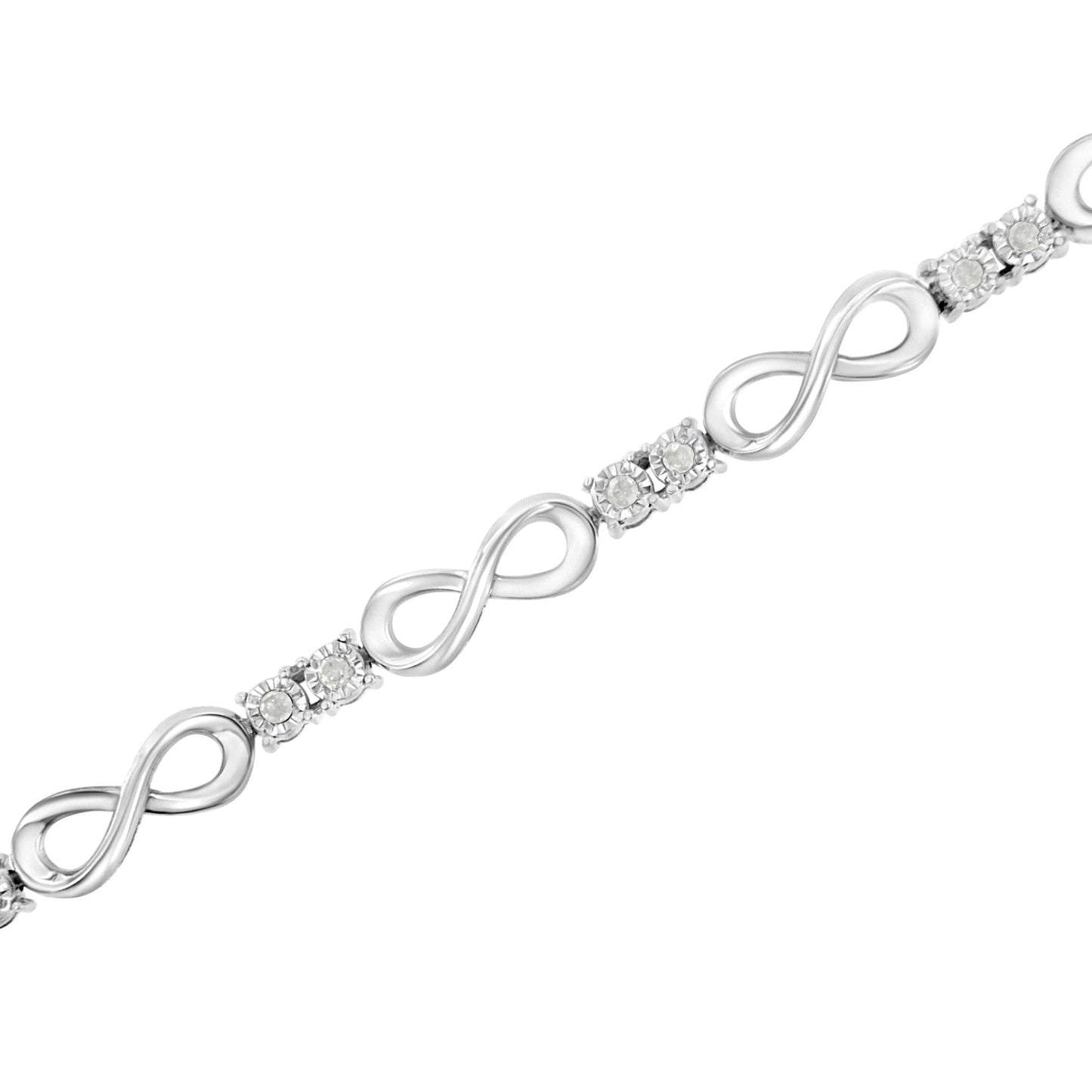 .925 Sterling Silver 1/4 cttw Miracle Set Diamond Infinity Link Bracelet (I-J Color, I3-Promo Clarity) - 7.25"