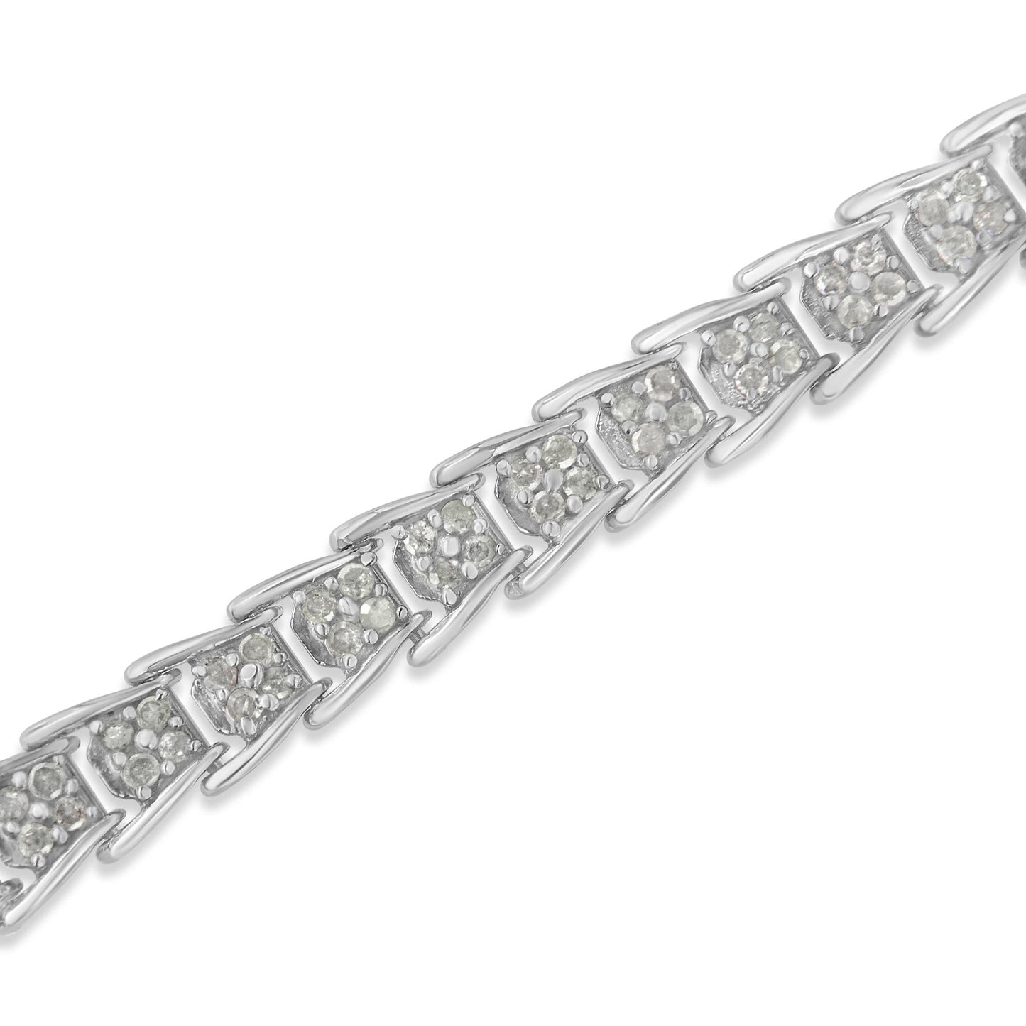 10k White Gold 2 cttw Diamond Fan-Shaped Link Tennis Bracelet (I-J Clarity, I3 Color) - Size 7.25"