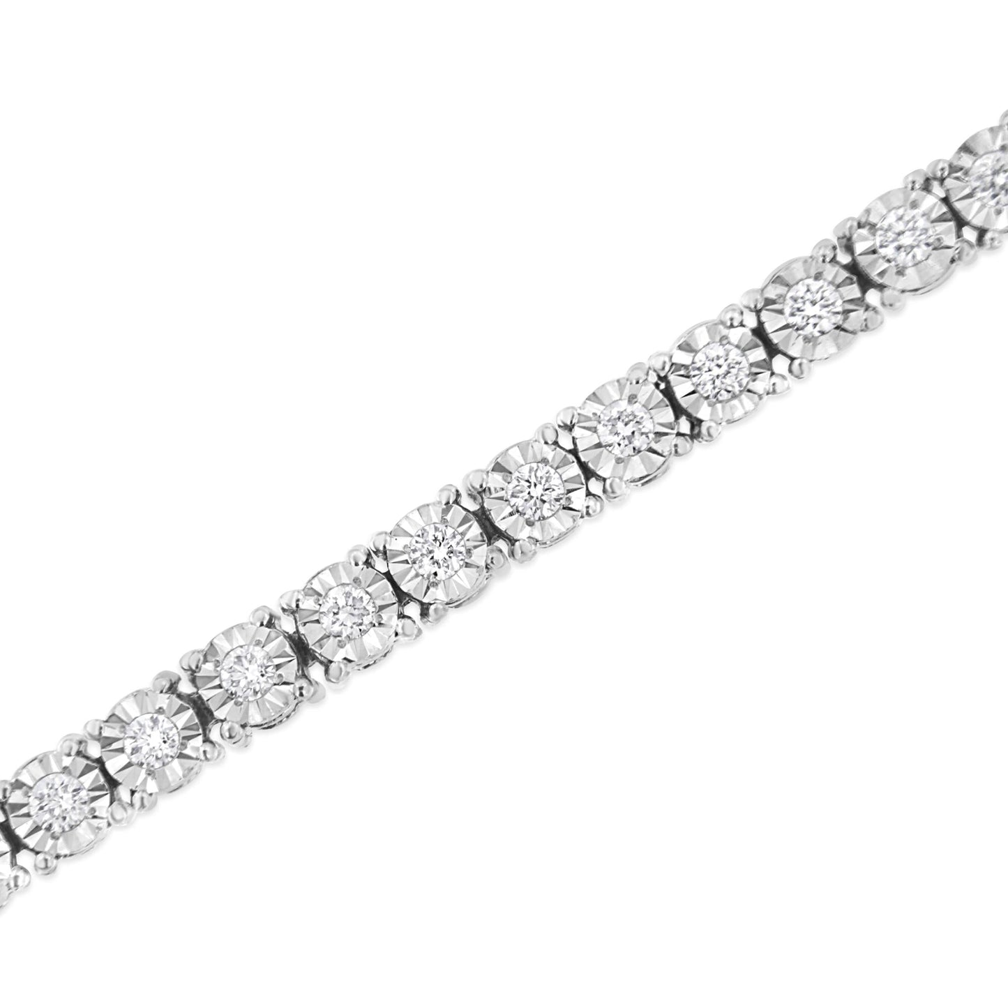 14K White Gold 3.0 Cttw Lab Grown Diamond Illusion-Set Miracle Plate Tennis Bracelet (F-G Color, VS1-VS2 Clarity) - Size 7.25"