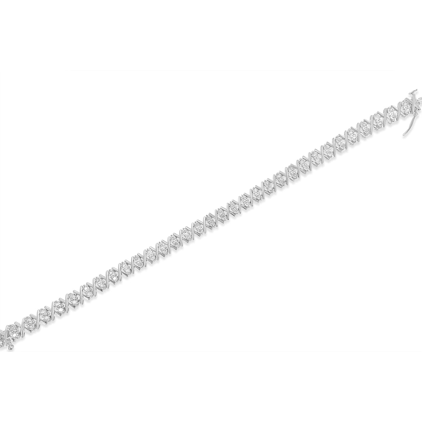 .925 Sterling Silver 1.0 Cttw Diamond Miracle-Set X-Link 7" Tennis Bracelet (I-J Color, I3 Clarity)