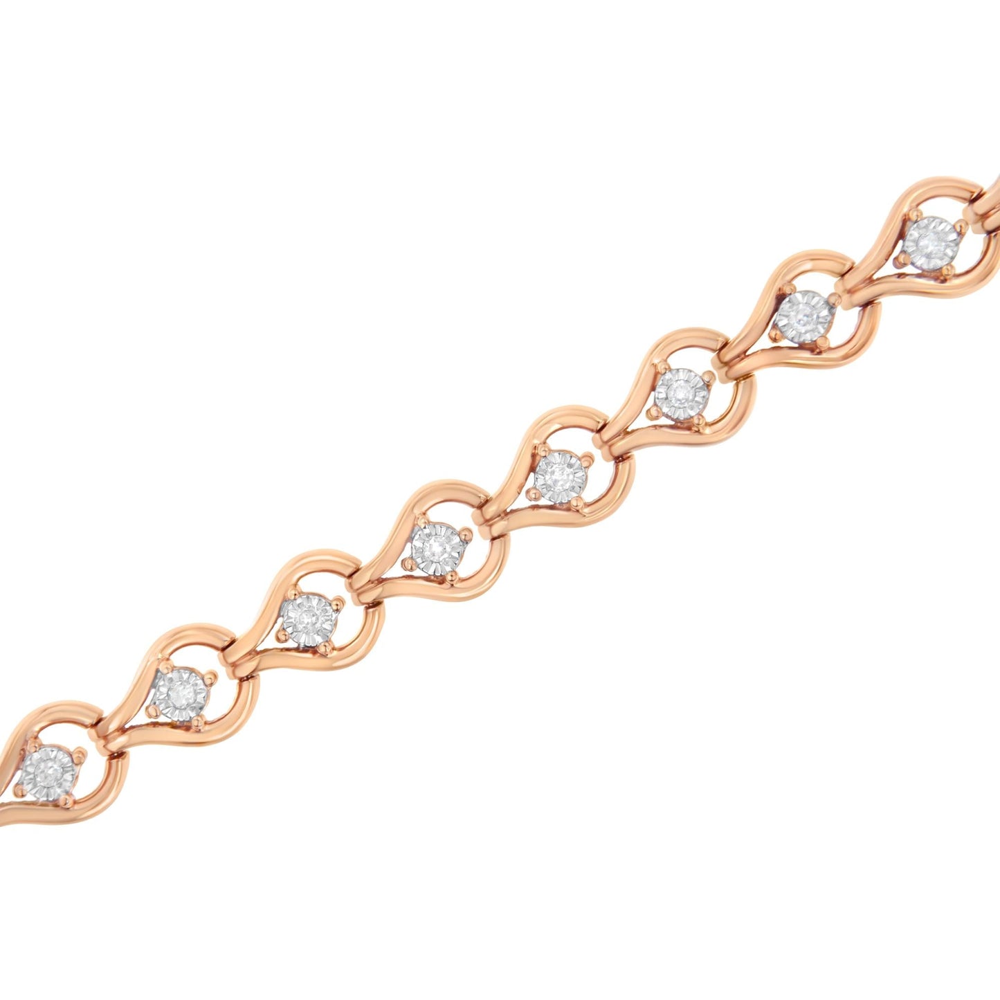 .925 Sterling Silver 1/4 Cttw Diamond Miracle-Set Teardrop Shaped 7” Link Bracelet (I-J Color, I3 Clarity)