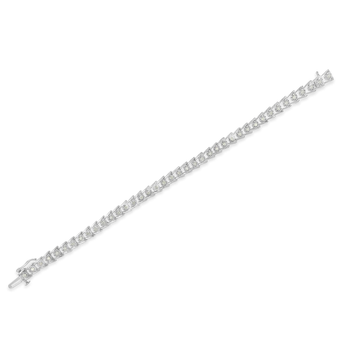 Sterling Silver Rose-cut Diamond Wave link Bracelet (1 cttw, I-J Color, I3 Clarity)