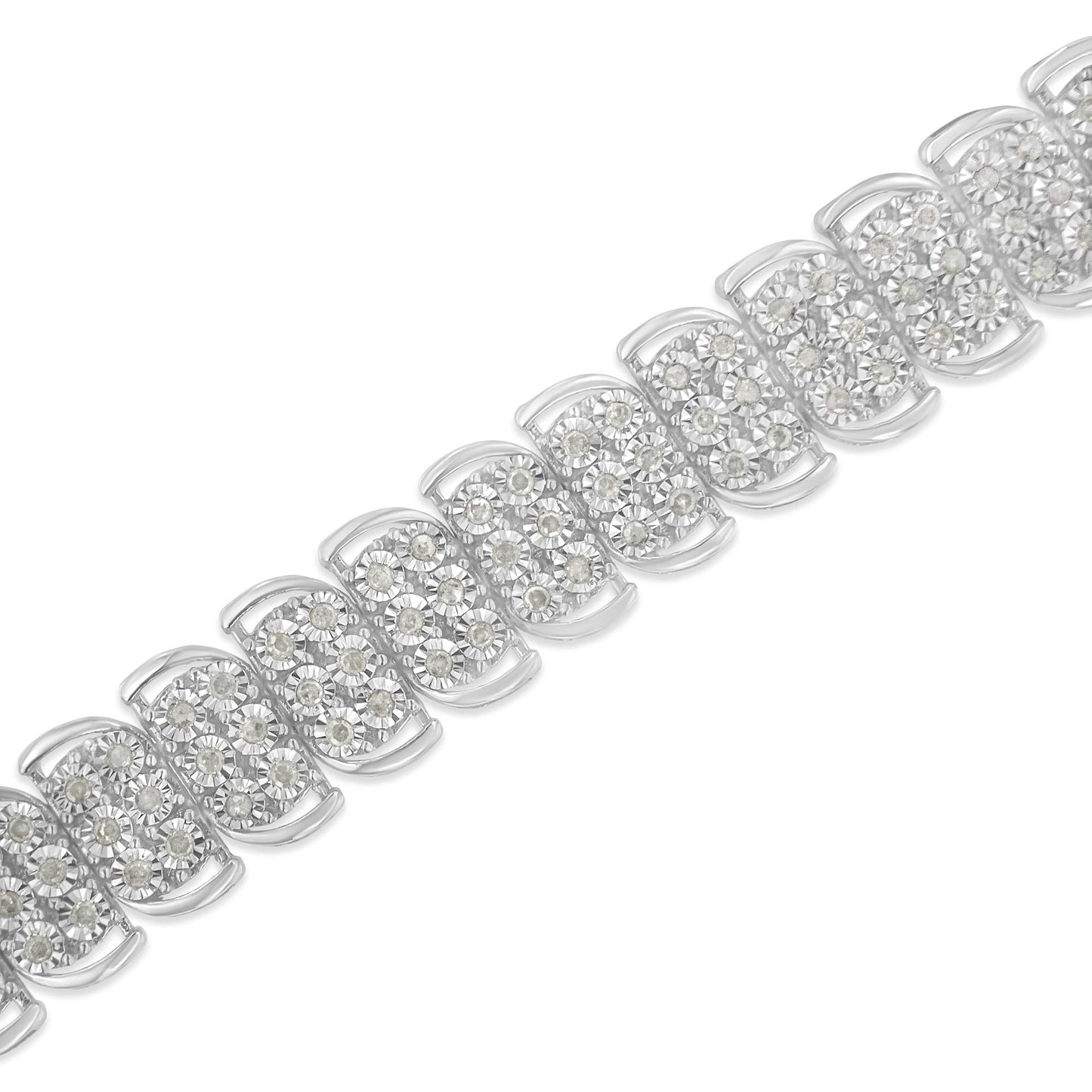 .925 Sterling-Silver 2.0 Cttw Miracle Set Diamond 3 Row S Curve Line Tennis Bracelet (I-J Color, I3 Clarity) -7.25"