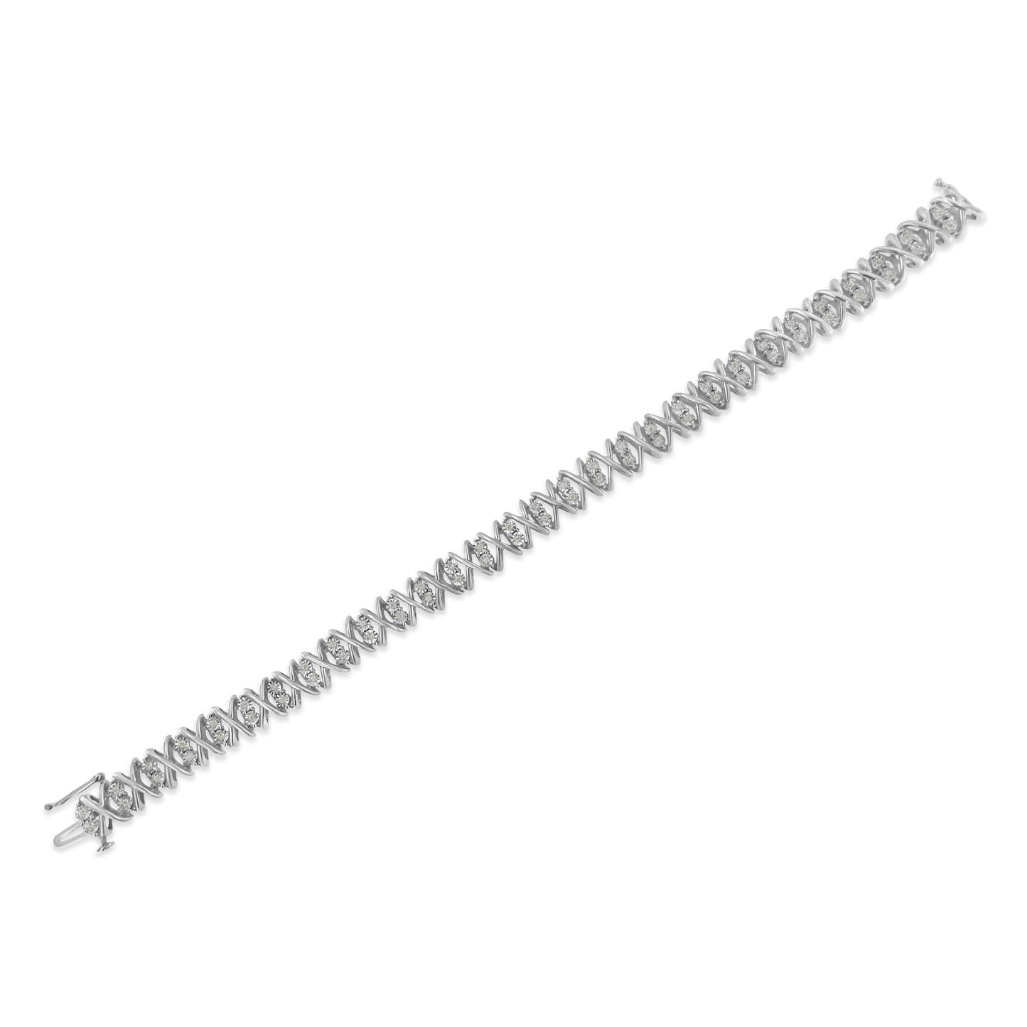 .925 Sterling Silver 2.0 Cttw Rose Cut Diamond X Link Tennis Bracelet (I-J Color, I2-I3 Clarity) - 7”