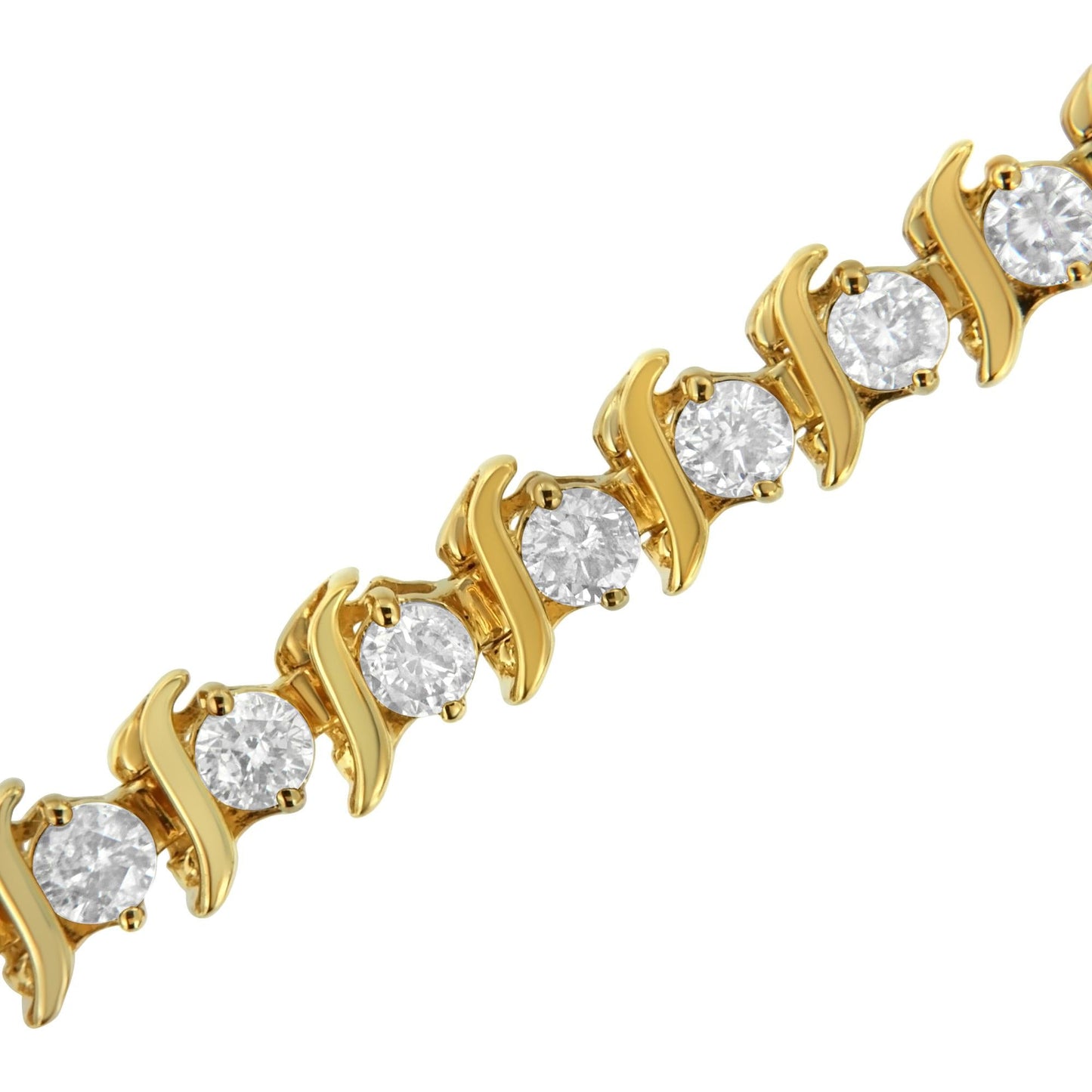 2 Micron 14KT Yellow Gold Plated Sterling Silver Diamond Link Bracelet (5 cttw, K-L Color, I2-I3 Clarity)