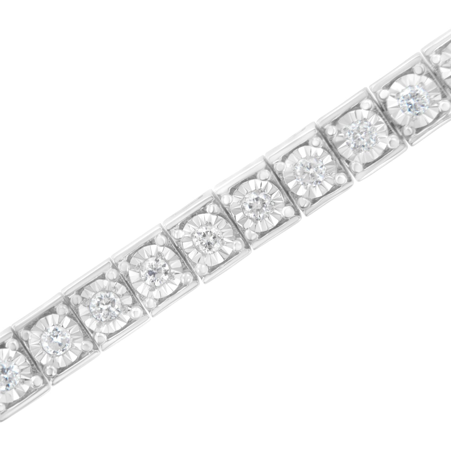 .925 Sterling Silver Brilliant-Cut Round Diamond Square Frame Miracle-Set Tennis Bracelet (2 cttw, I-J Color, I2-I3 Clarity) - Size 7"