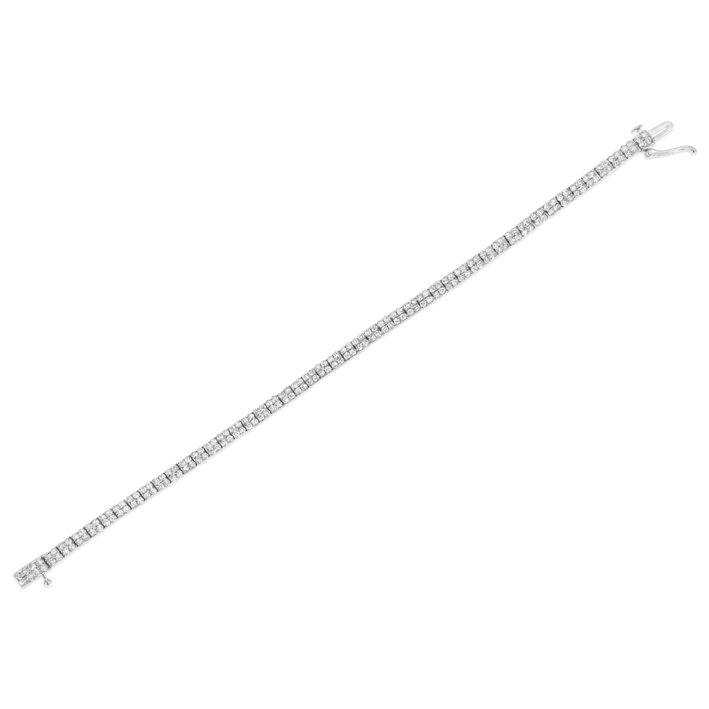 .925 Sterling Silver 3.0 Cttw Prong-Set Round Diamond 2 Row Link Tennis Bracelet (I-J Color, I3 Clarity) - 7.25"