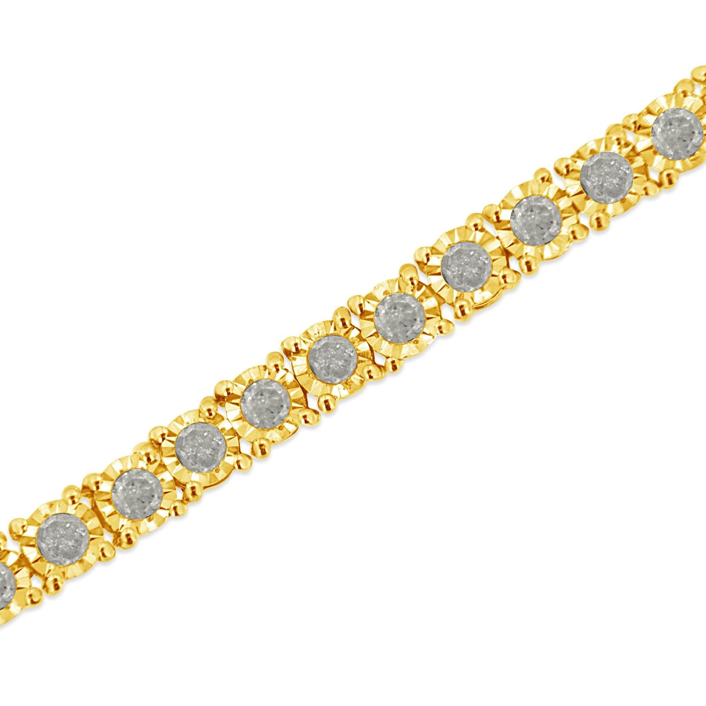 14K Yellow Gold Plated .925 Sterling Silver 3.0 Cttw Miracle-Set Diamond Tennis Bracelet (L-M Color, I2-I3 Clarity) - 7.25"