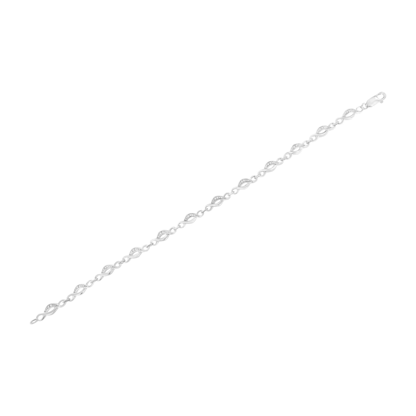 .925 Sterling Silver Prong Set Round-Cut Diamond Accent Infinity Link Bracelet (I-J Color, I2-I3 Clarity) - Size 7.25"