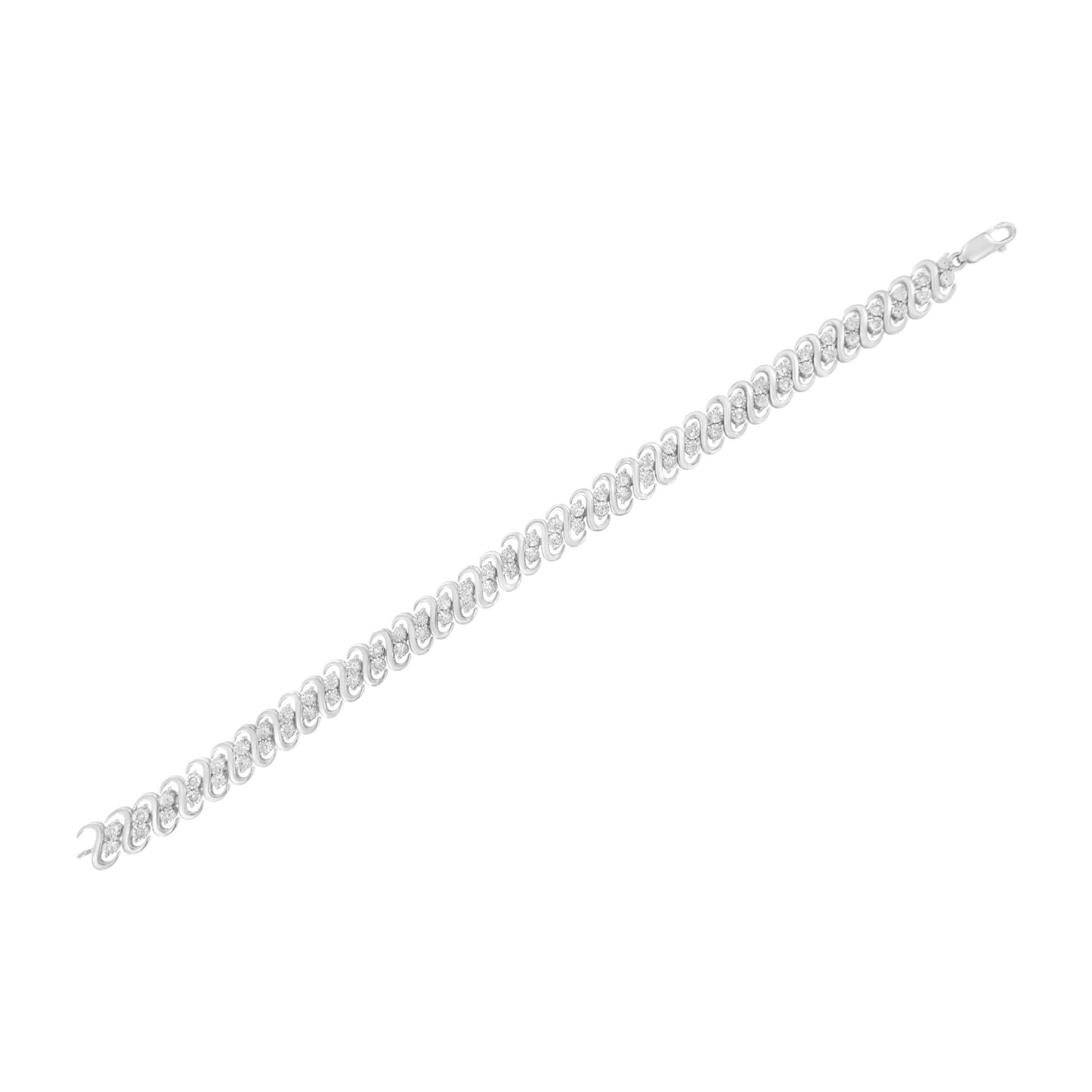 .925 Sterling Silver 1/4 Cttw Double Diamond S Link Tennis Bracelet (I-J, I2-I3) - 7.25"