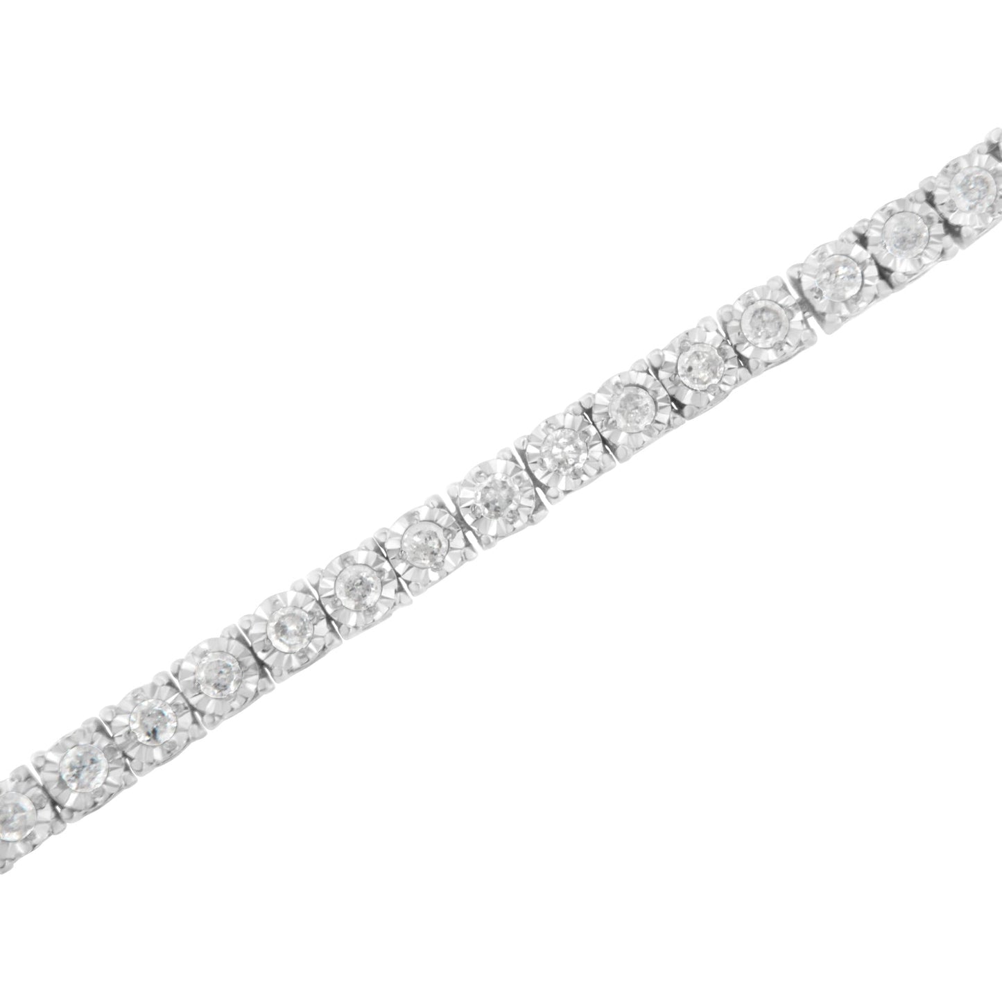 .925 Sterling Silver 1.0 cttw Miracle Set Round-Cut Diamond Tennis Bracelet (I-J Color, I3 Clarity) - 7.25"