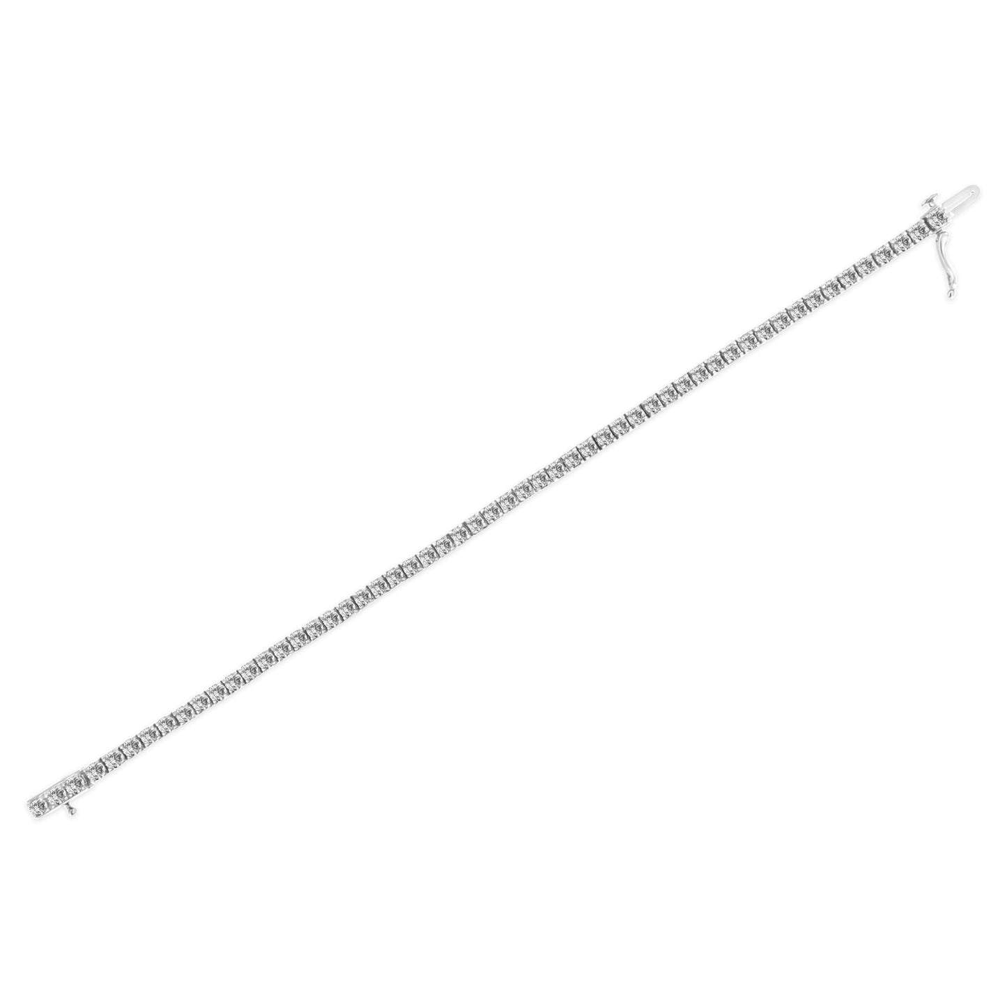 14K White Gold 4-Prong Set Lab Grown Round Diamond Classic Tennis Bracelet (F-G Color, VS1-VS2 Clarity) - 7.25"