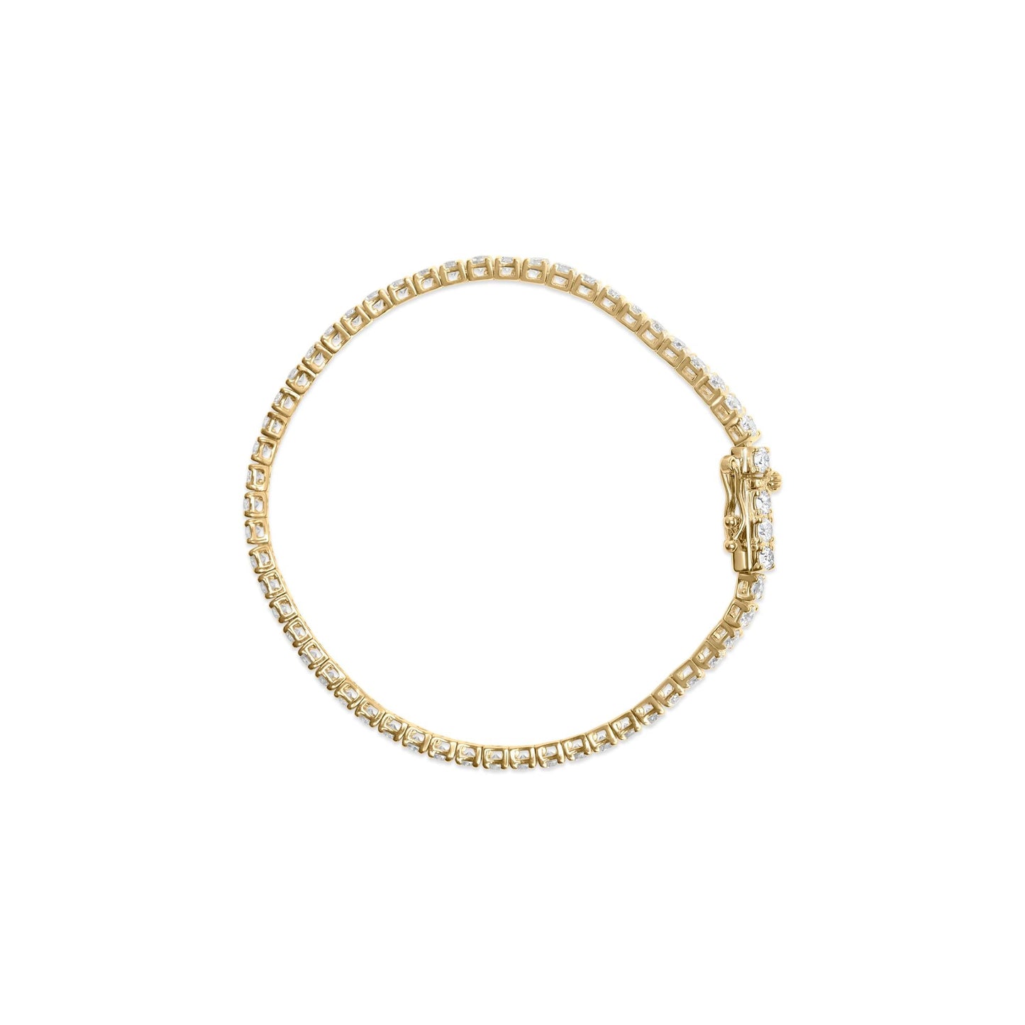 14K Yellow Gold Plated .925 Sterling Silver 5.00 cttw 4-Prong Set Brilliant Round-Cut Diamond Classic Tennis Bracelet (J-K Color, I2-I3 Clarity) - Size 7.25"