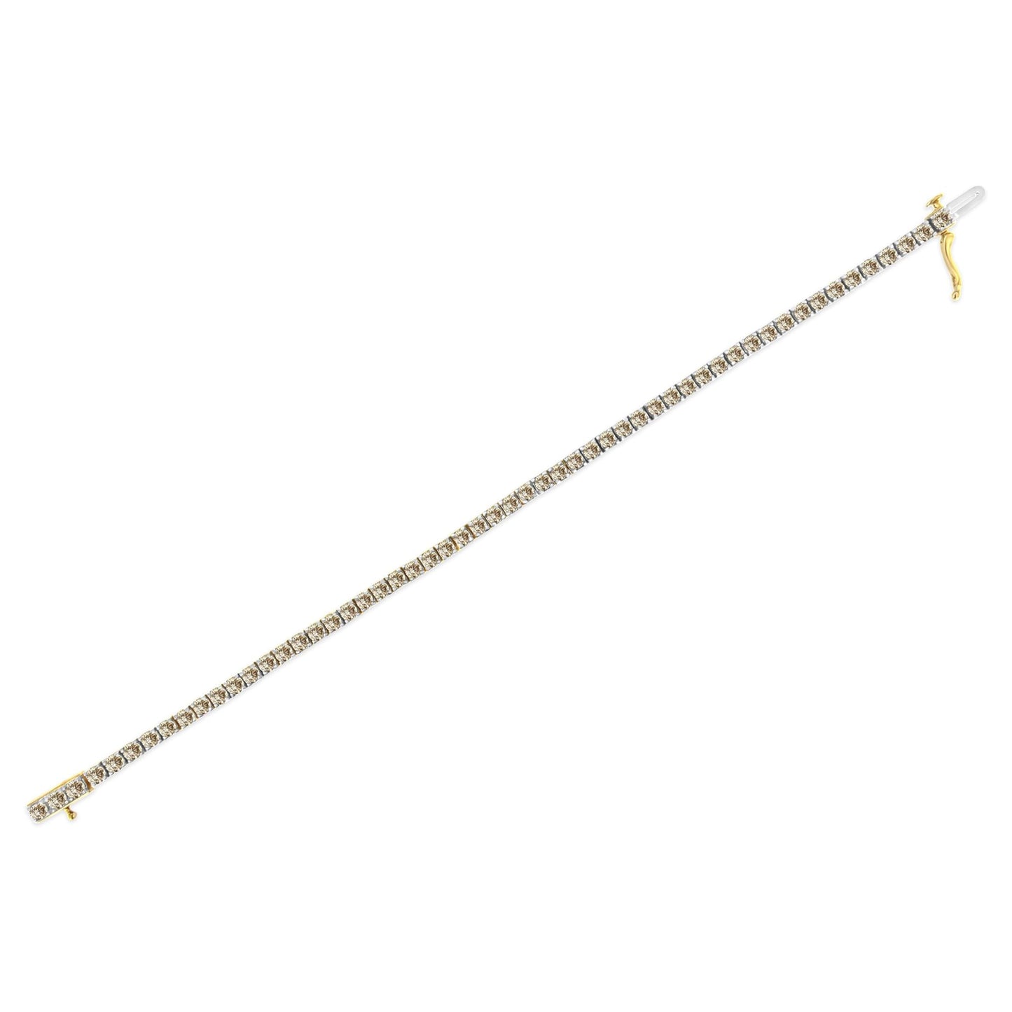 14K Yellow Gold Plated .925 Sterling Silver 5.00 cttw 4-Prong Set Brilliant Round-Cut Diamond Classic Tennis Bracelet (J-K Color, I2-I3 Clarity) - Size 7.25"