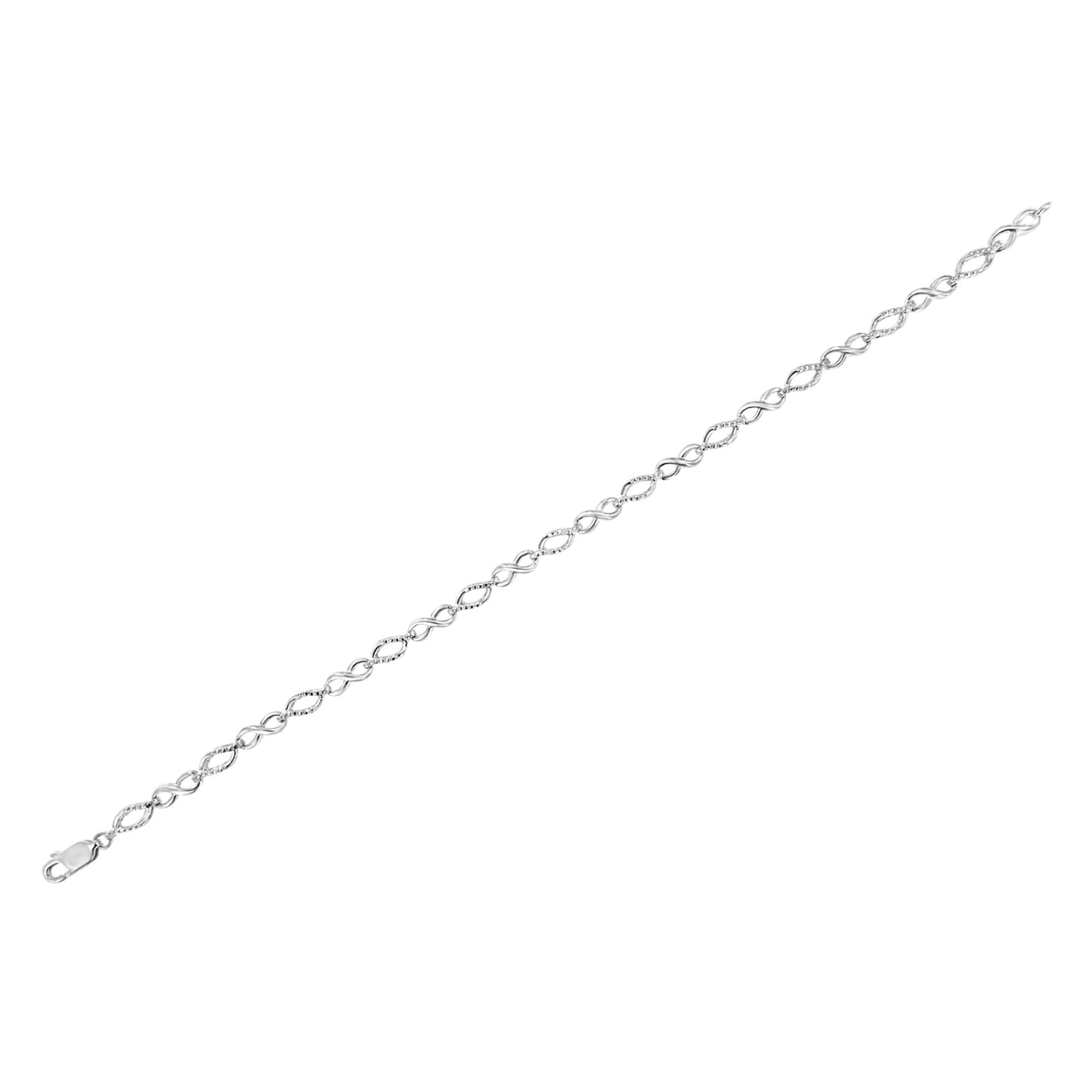 .925 Sterling Silver Diamond Accent Alternating Infinity Shape and Pear Shape Link Bracelet (I-J Color, I3 Clarity) - 7.25" Inches