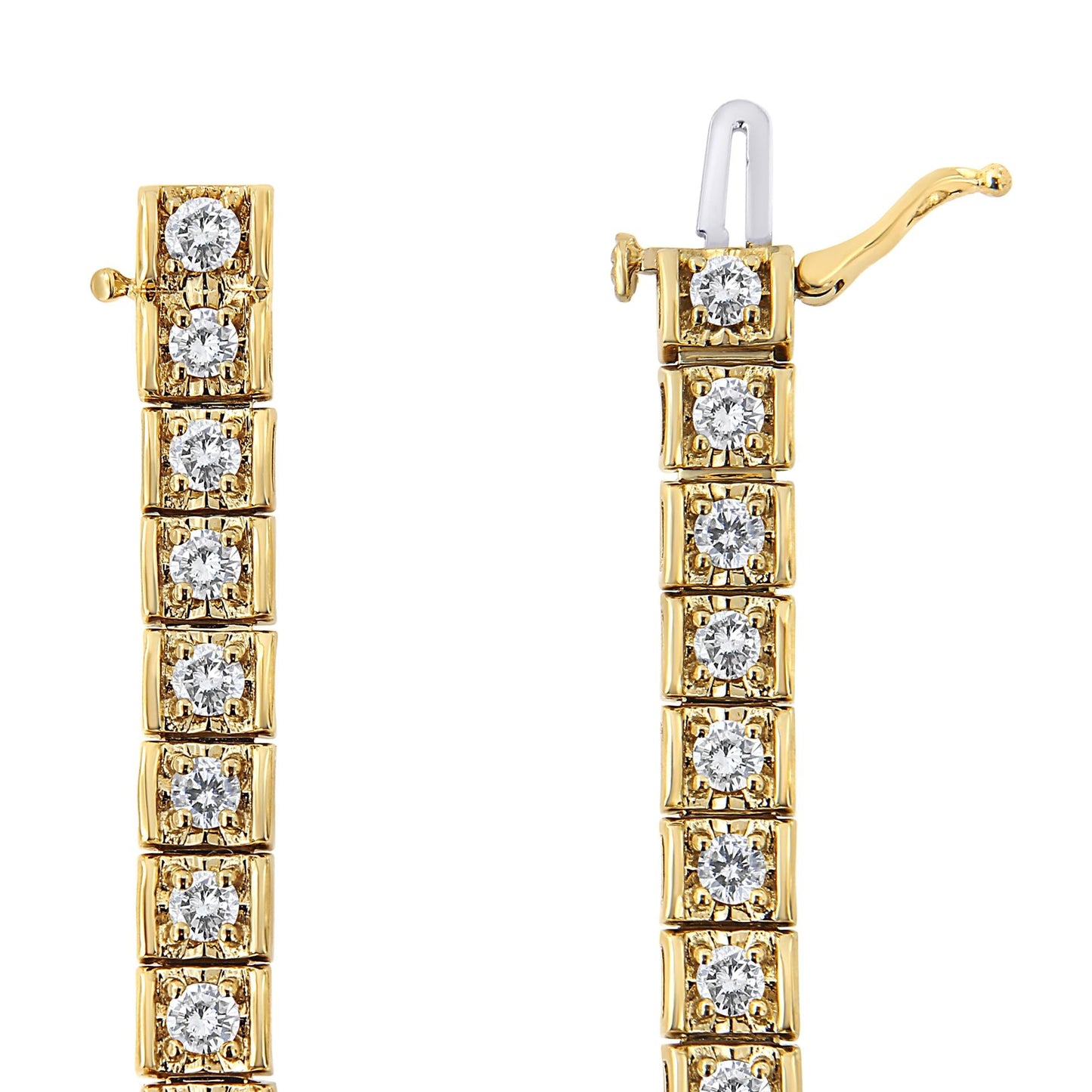 10K Yellow Gold 4.00 Cttw Round-Cut Diamond Link 7.25" Bracelet (K-L Color, I1-I2 Clarity)