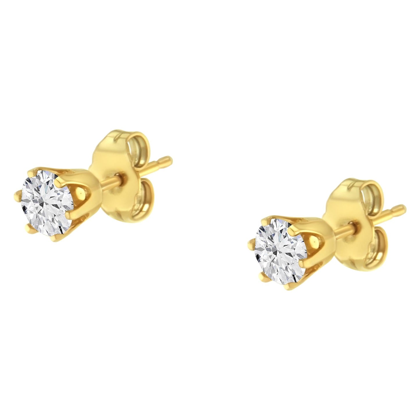 14K Yellow Gold Diamond Solitaire 6 Prong Stud Earrings (3/4 cttw, I-J Color, I2-I3 Clarity)