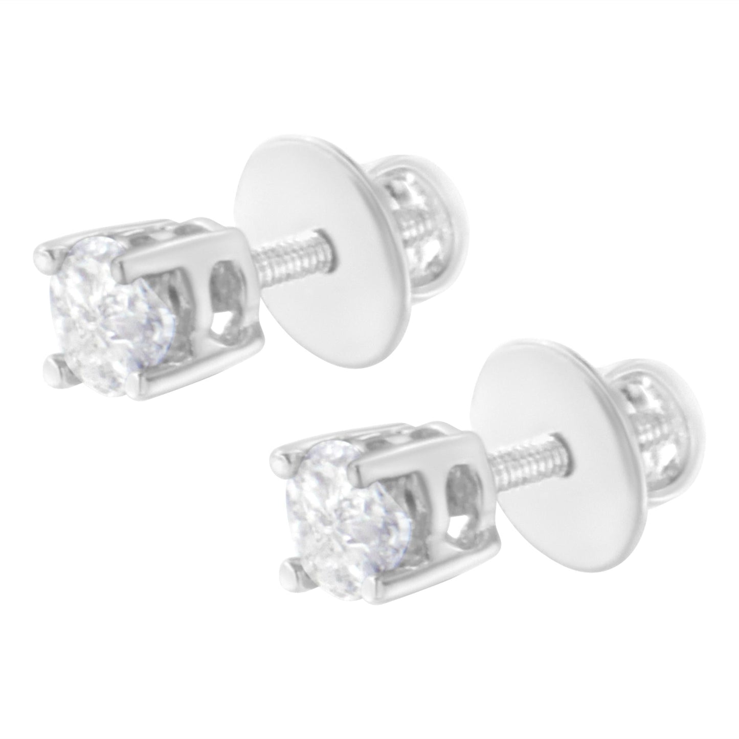 14K White Gold 1/2 Cttw Pie-Cut Diamond Solitaire Stud Earrings (H-I Color, SI1-SI2 Clarity)