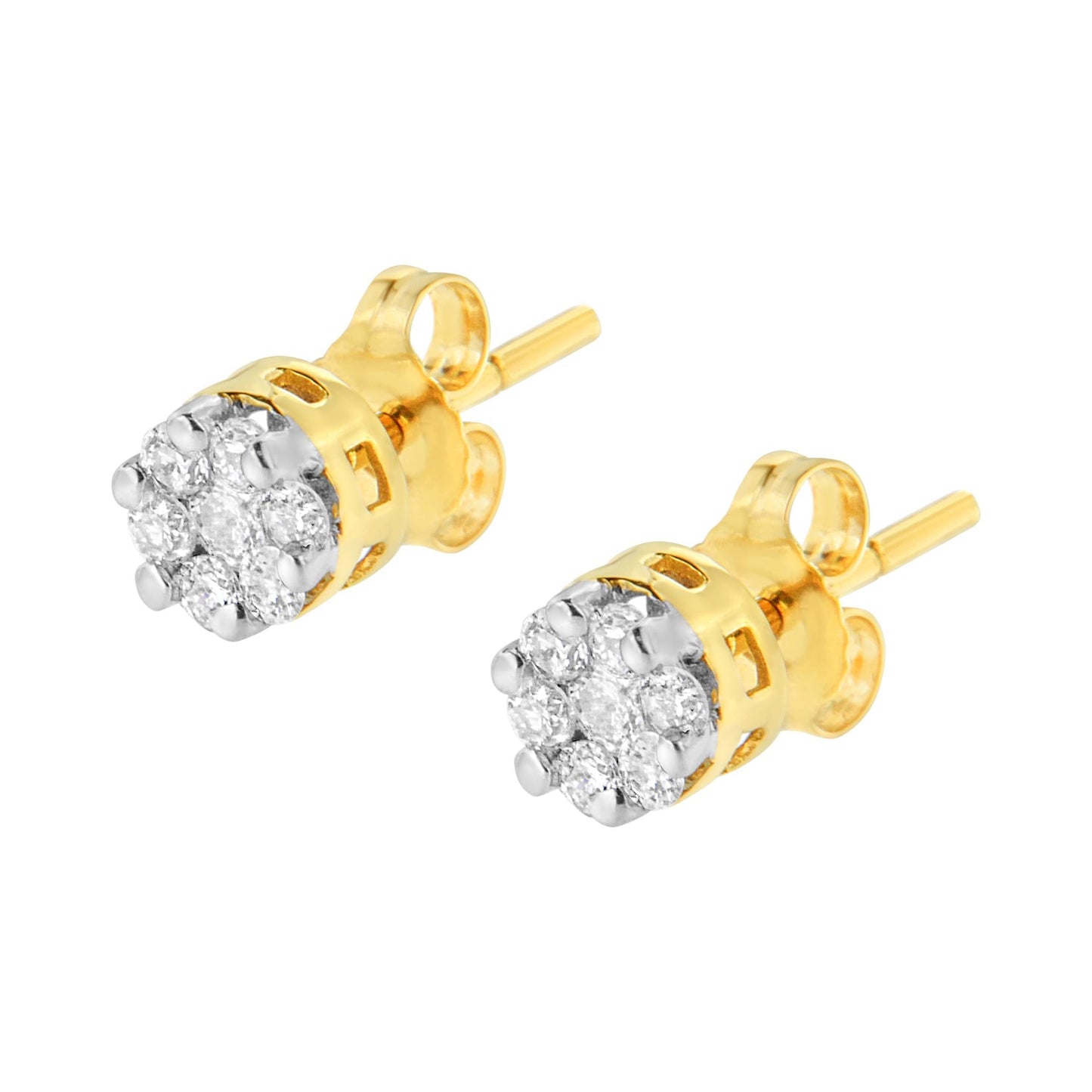 14K Yellow Gold 1/2 cttw Round Cut Diamond Earrings (H-I, SI2-I1)