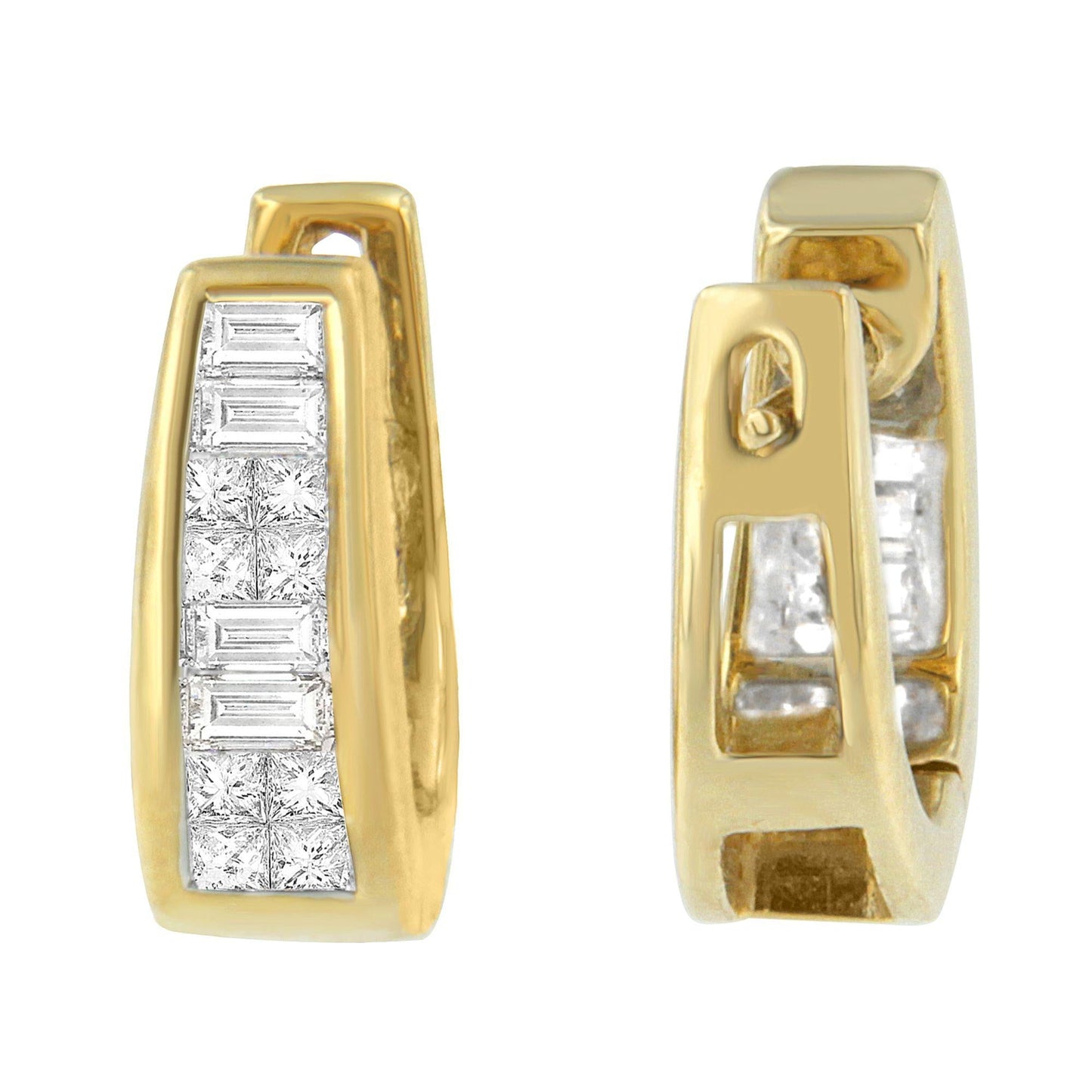 14k Yellow Gold 1/2ct TDW Princess and Baguette Diamond Earrings (I-J,VS1-VS2)