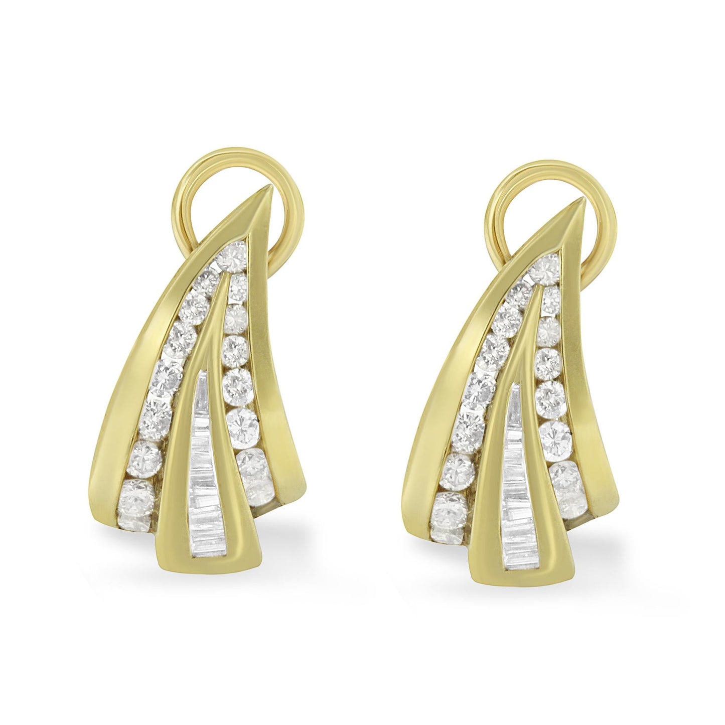 14K Yellow Gold 2 1/4 cttw Diamond Huggy Earrings (I-J, SI1-I2)