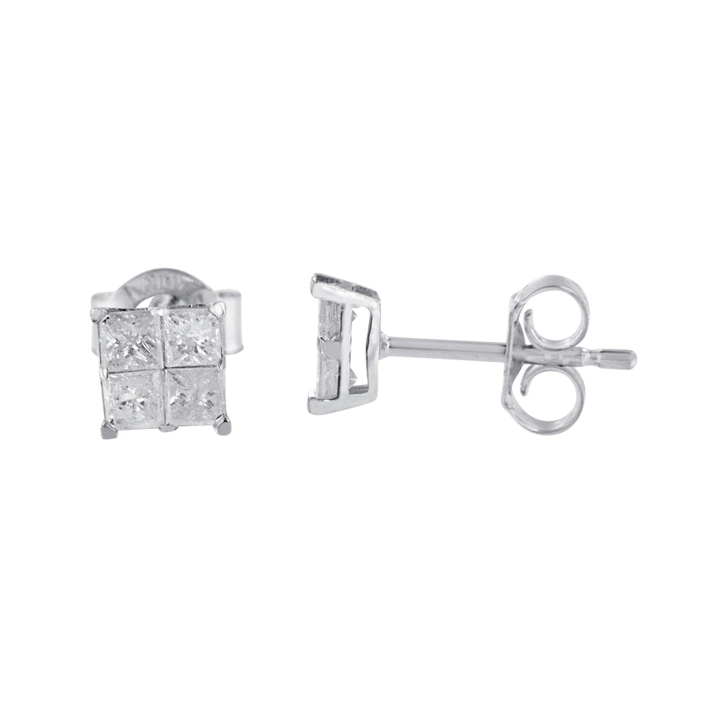 10k White Gold Diamond Stud Earrings (0.60 cttw, I-J Color, I2-I3 Clarity)