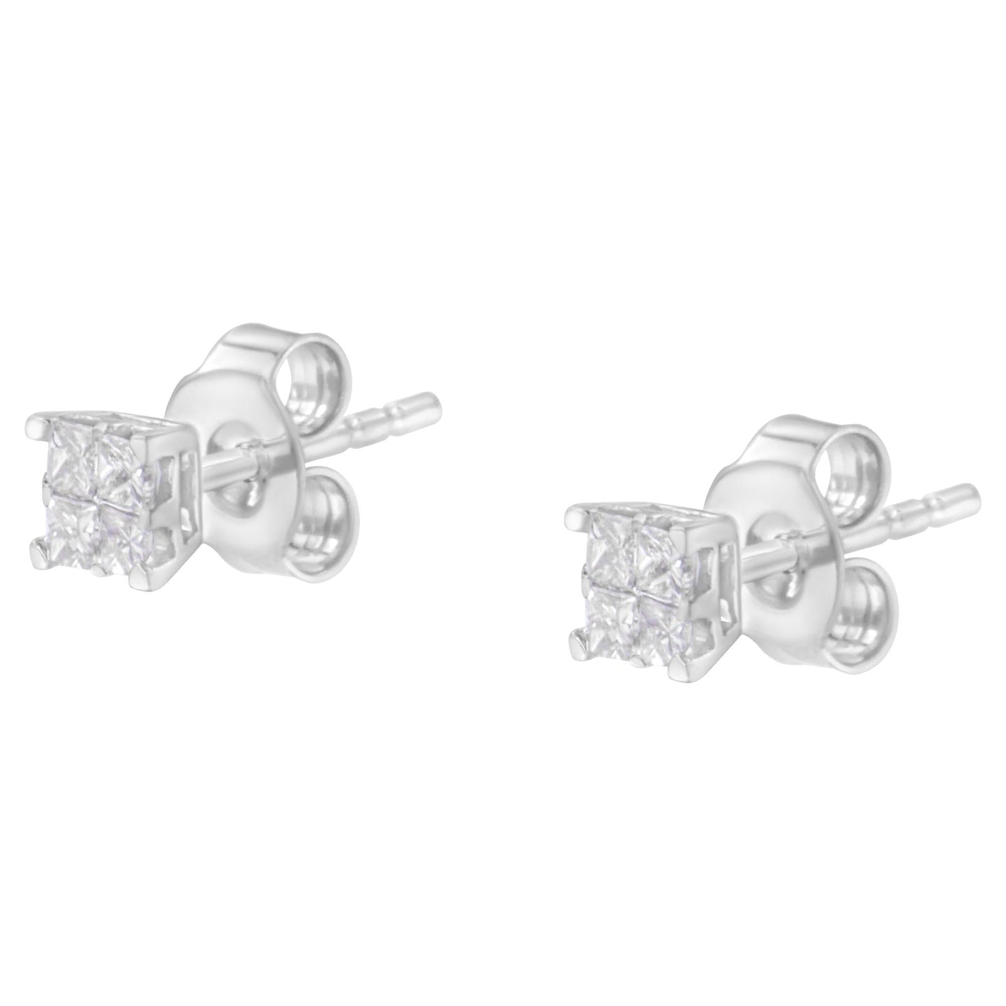 10KT White Gold Diamond Composite Stud Earring (1/4 cttw, H-I Color, I1-I2 Clarity)