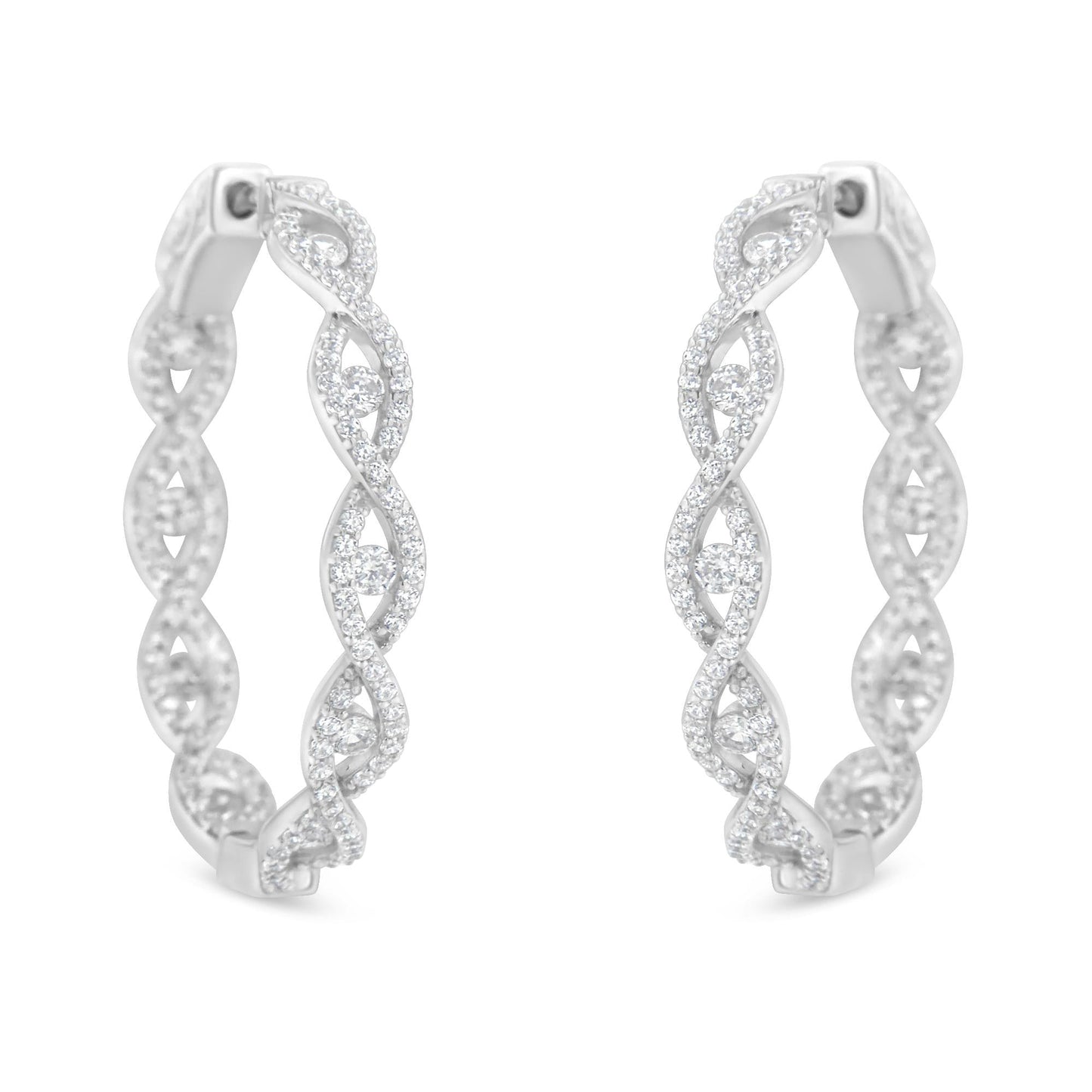 10K White Gold Diamond Hoop Earrings (1 1/2 cttw, H-I Color, I1-I2 Clarity)